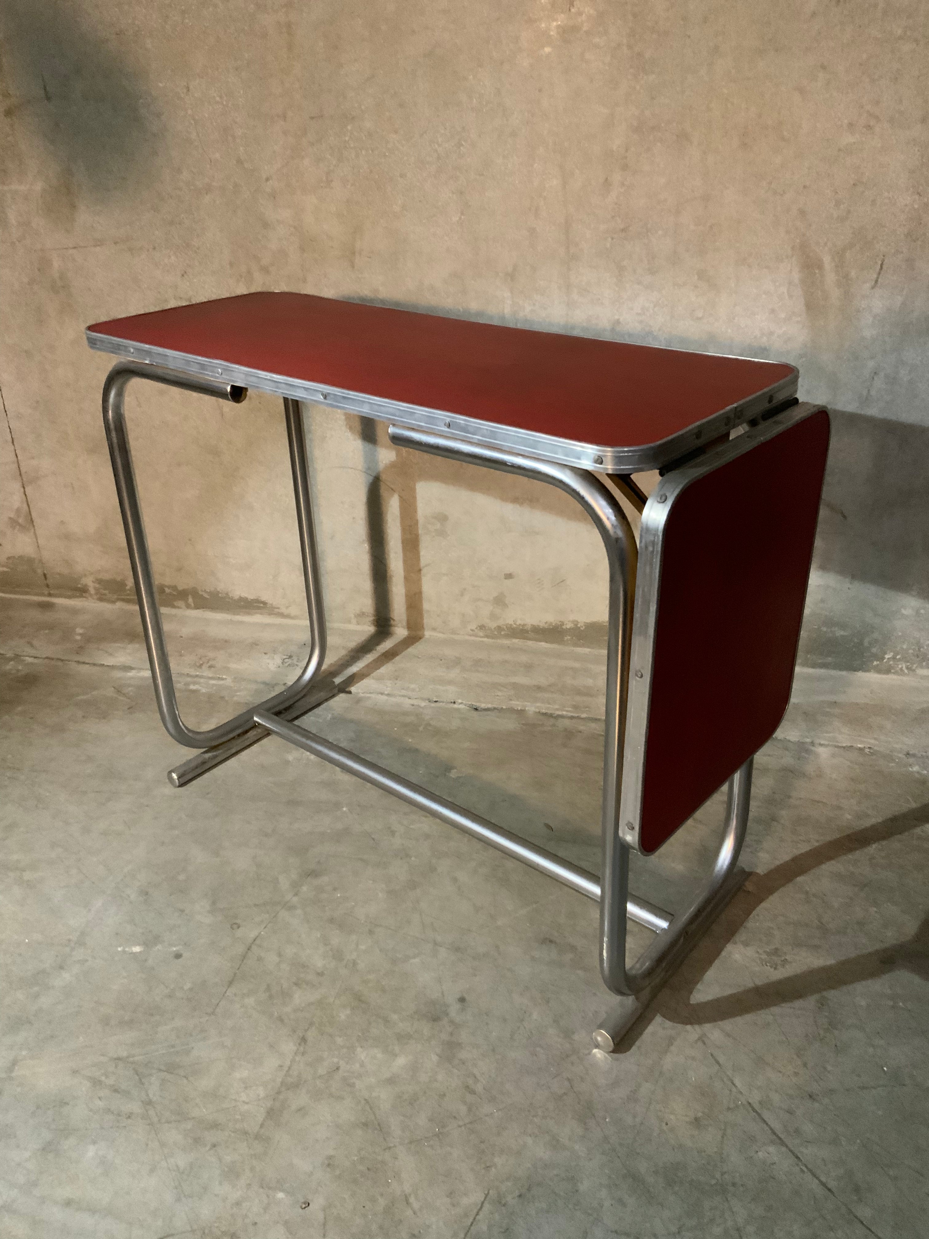 Art Deco  STREAMLINE TUBE  FOLDING SIDE TABLE | Scott Landon Antiques and Interiors.