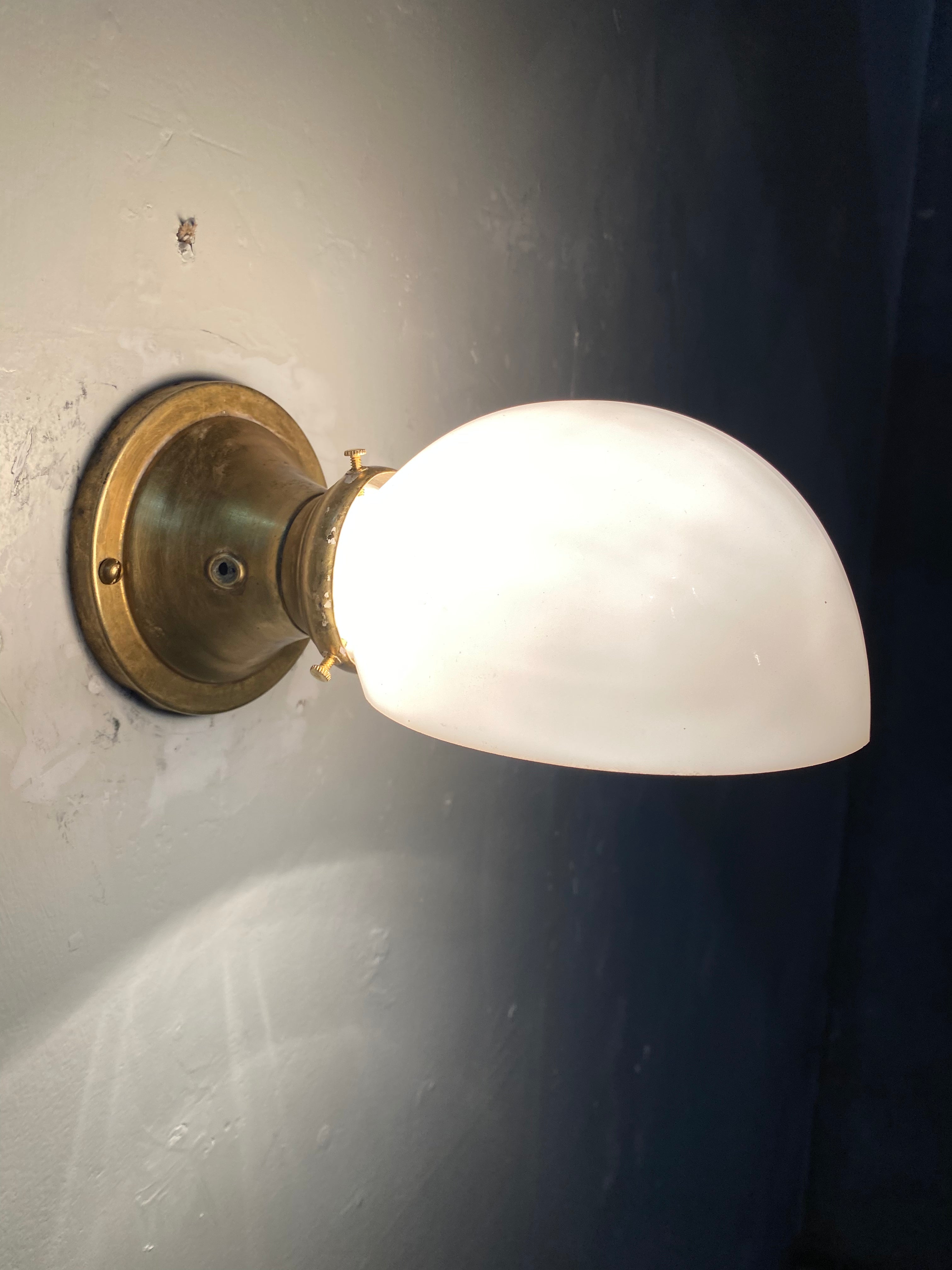 1920. Brass MILK GLASS Sconces | Scott Landon Antiques and Interiors.