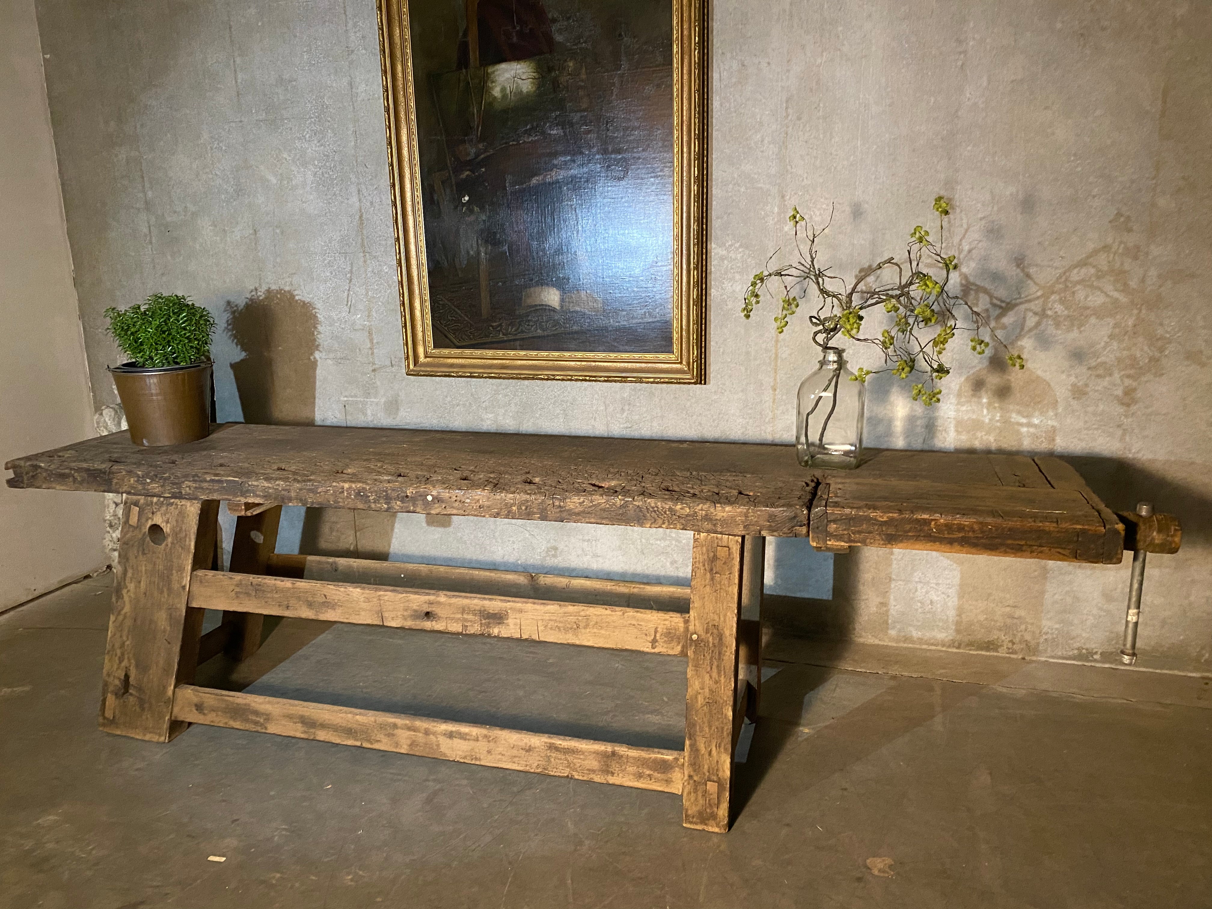 19th c French WALNUT carpenters work bench | Scott Landon Antiques and Interiors.