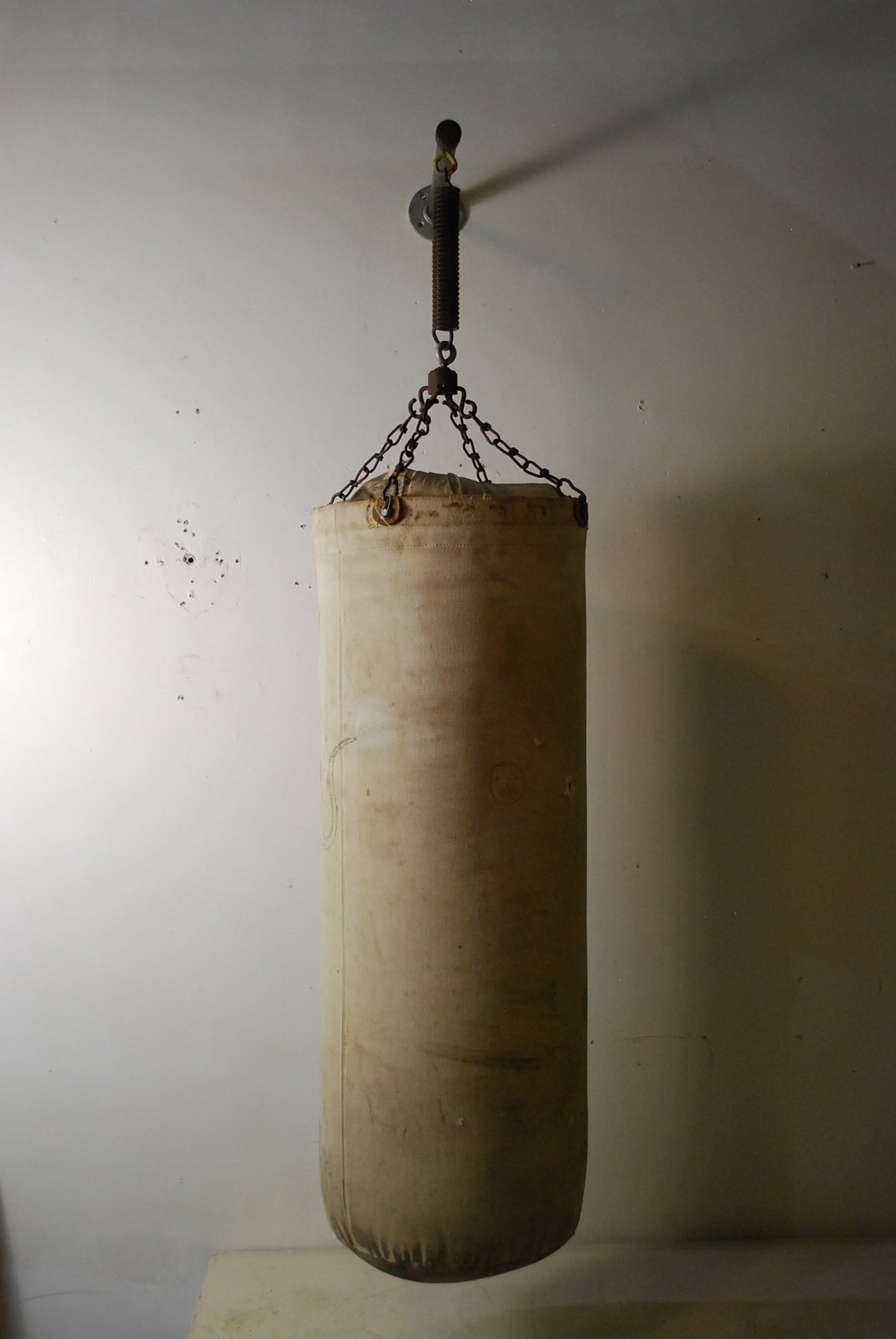 1940 old School Detroit Canvas Punching bag | Scott Landon Antiques and Interiors.