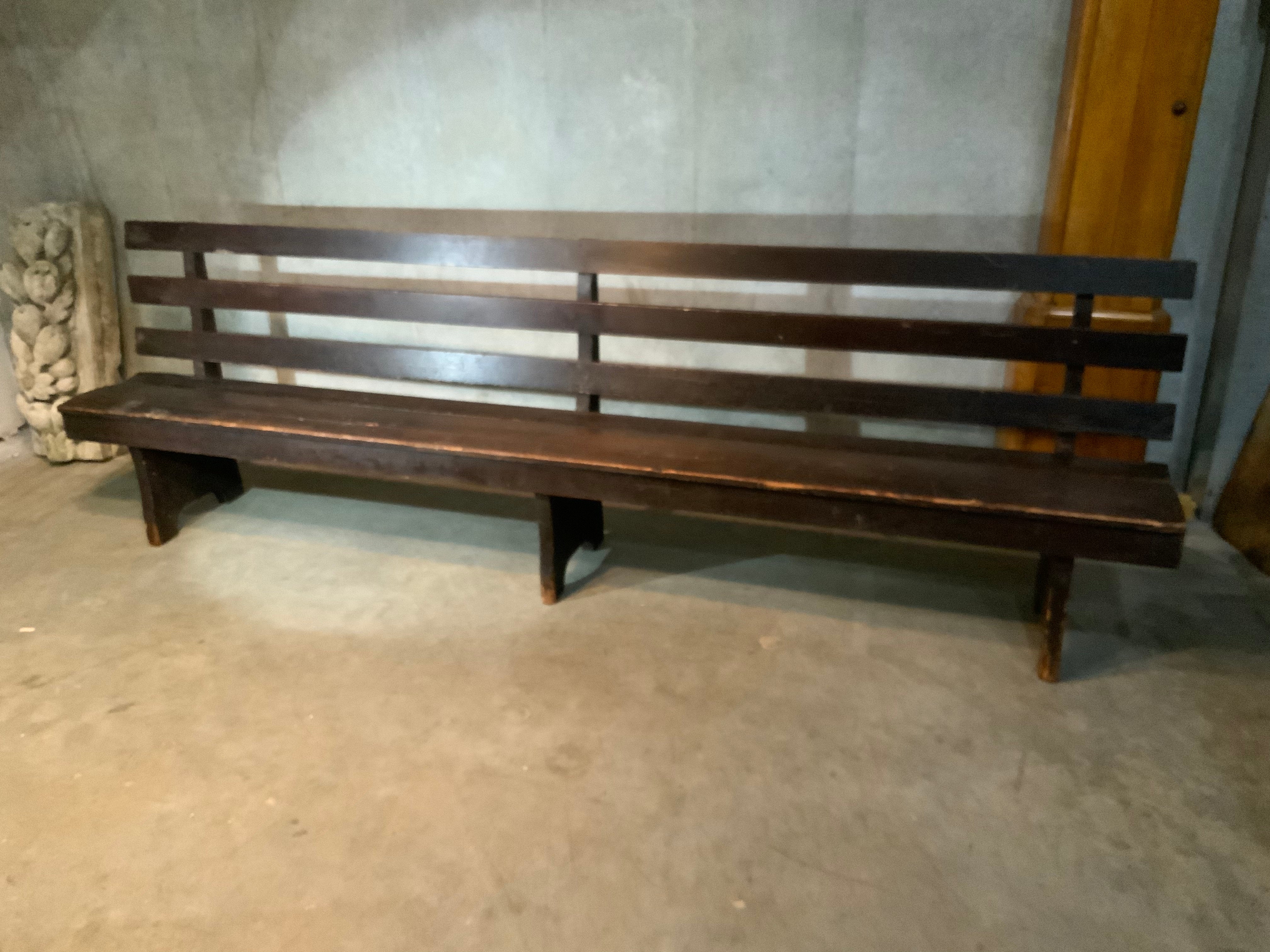 1910 solid fir SCHOOLHOUSE HALL BENCHES in original finish | Scott Landon Antiques and Interiors.