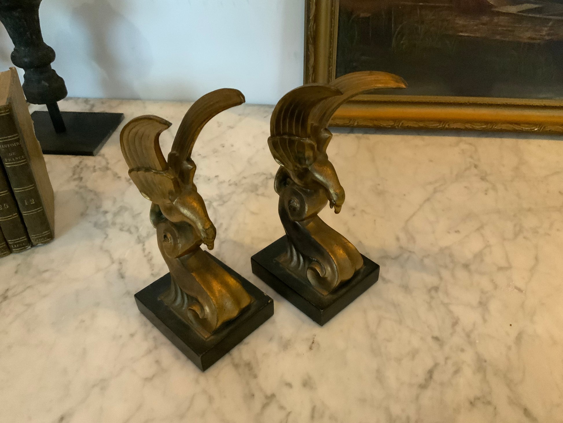 1920 Art Deco BRASS book ends | Scott Landon Antiques and Interiors.