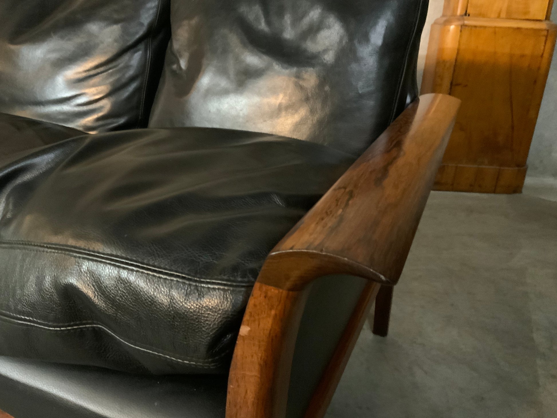 Mid-Century Modern 4-Seat Rosewood & Leather Sofa Knut Saeter for Vatne Møbler | Scott Landon Antiques and Interiors.