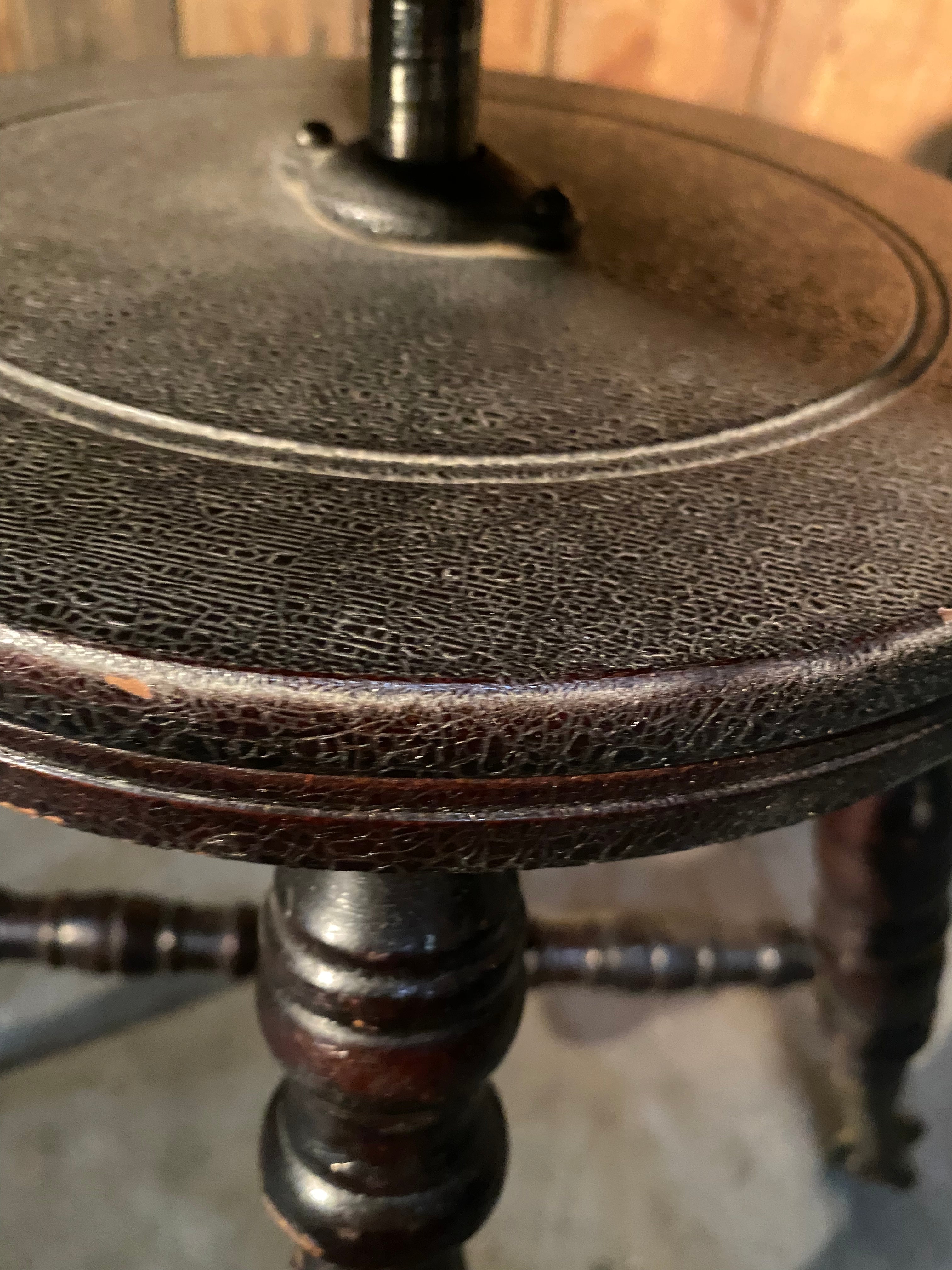 1920 adjustable piano stool in old finish | Scott Landon Antiques and Interiors.