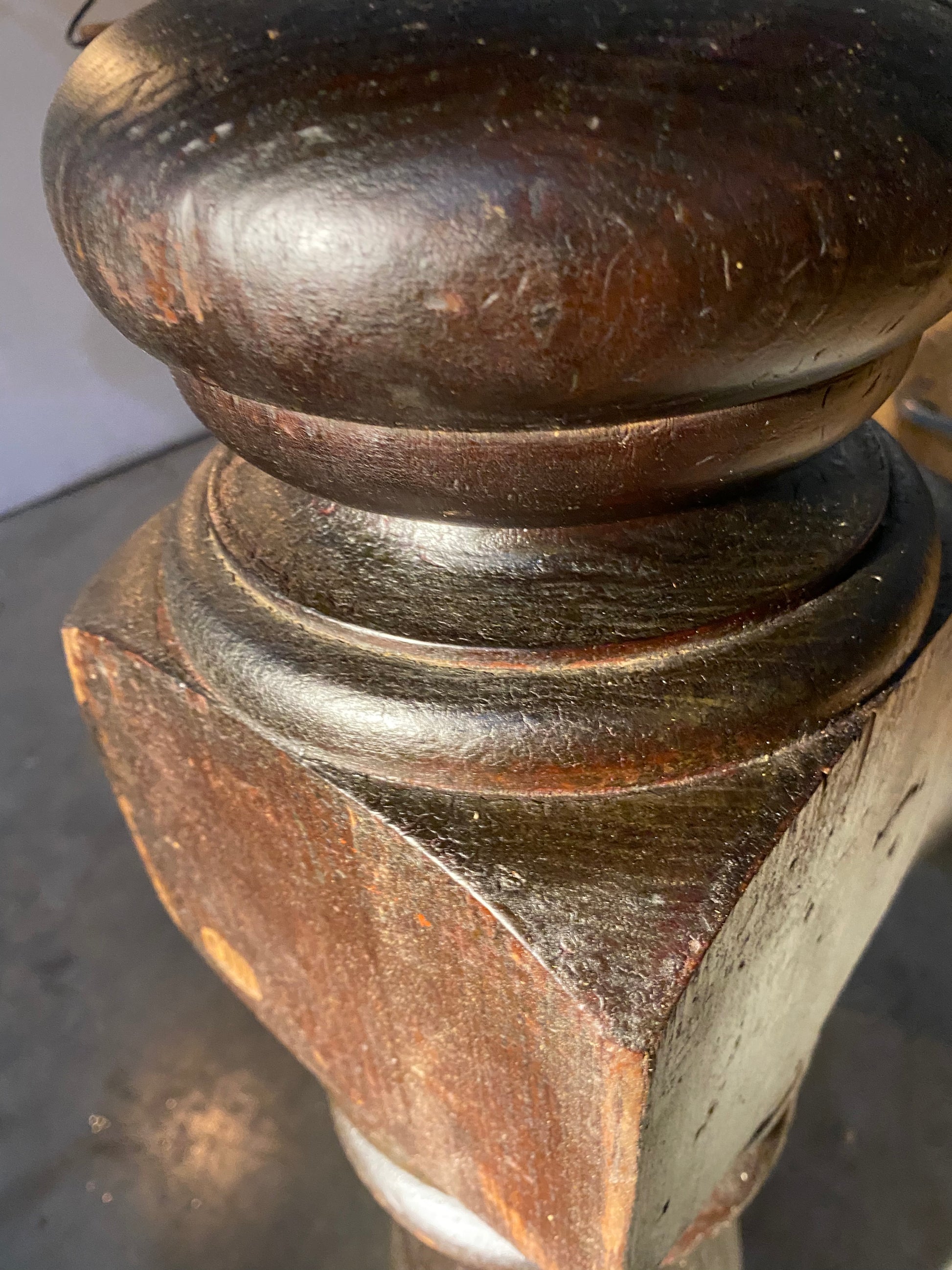 1890 solid wood Newel post -original finish | Scott Landon Antiques and Interiors.