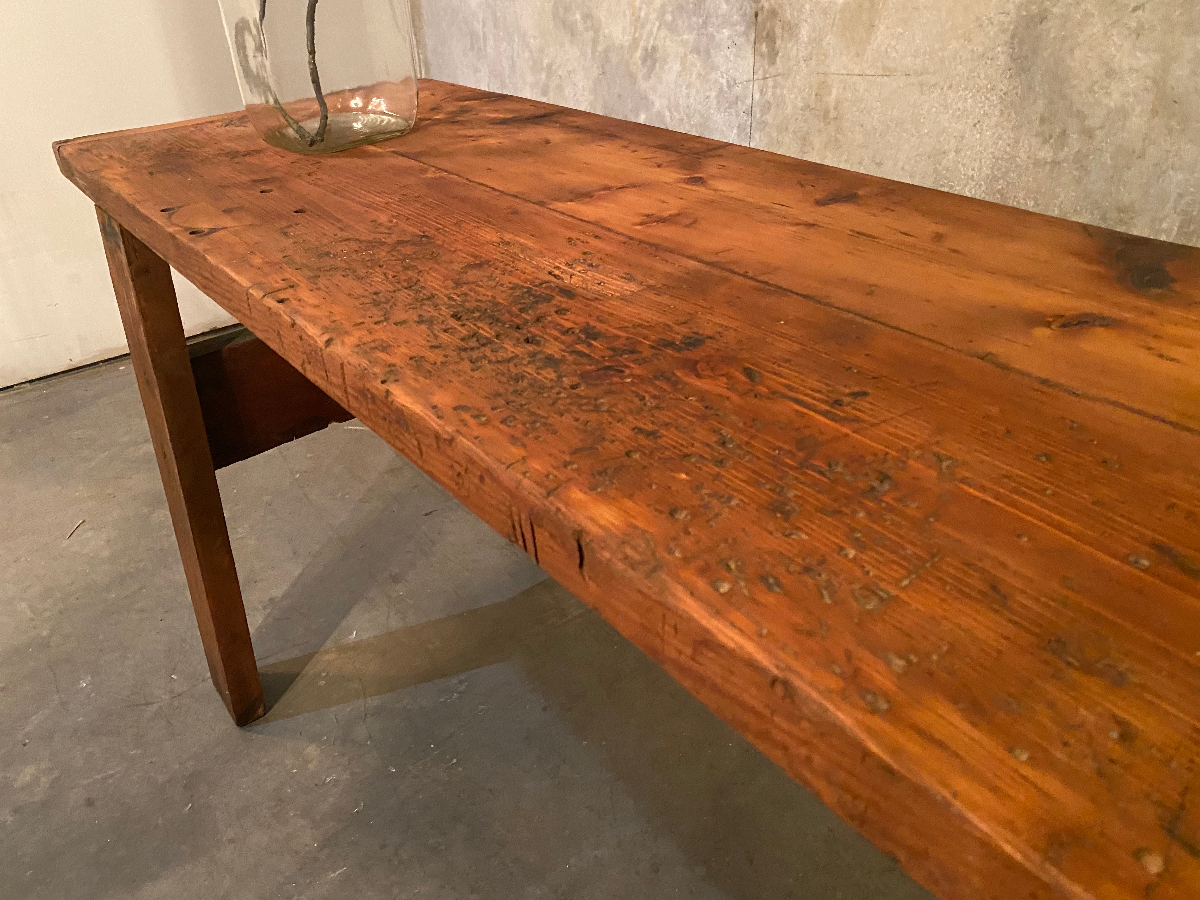 1940 fir Work bench -side table | Scott Landon Antiques and Interiors.