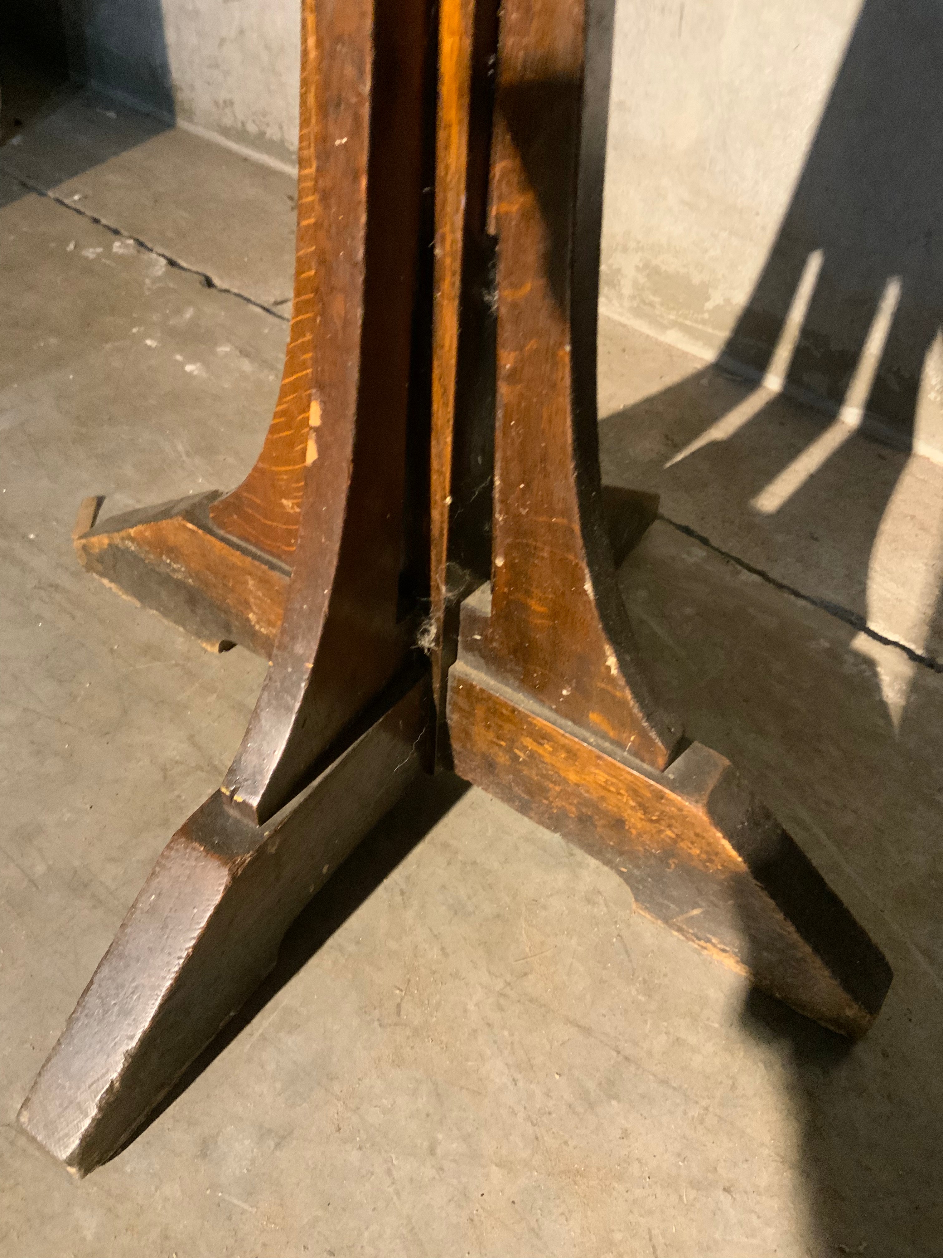1920 craftsman oak  floor stand coat rack | Scott Landon Antiques and Interiors.