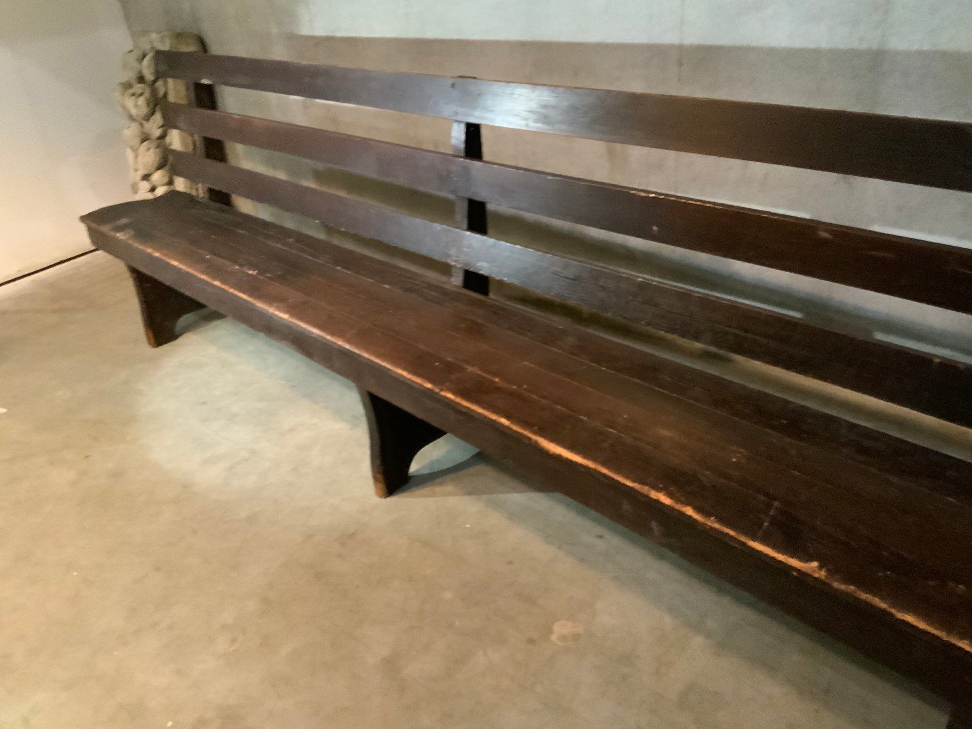 1910 solid fir SCHOOLHOUSE HALL BENCHES in original finish | Scott Landon Antiques and Interiors.