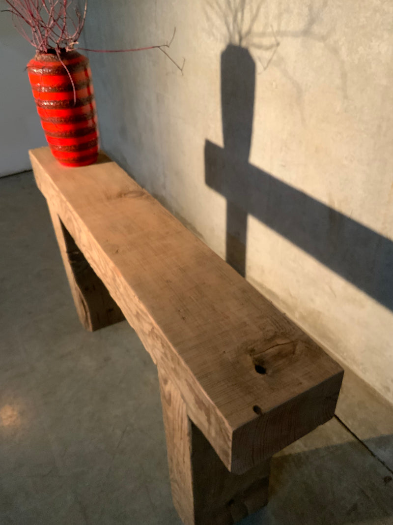 Bespoke solid reclaimed wood console / sofa table | Scott Landon Antiques and Interiors.