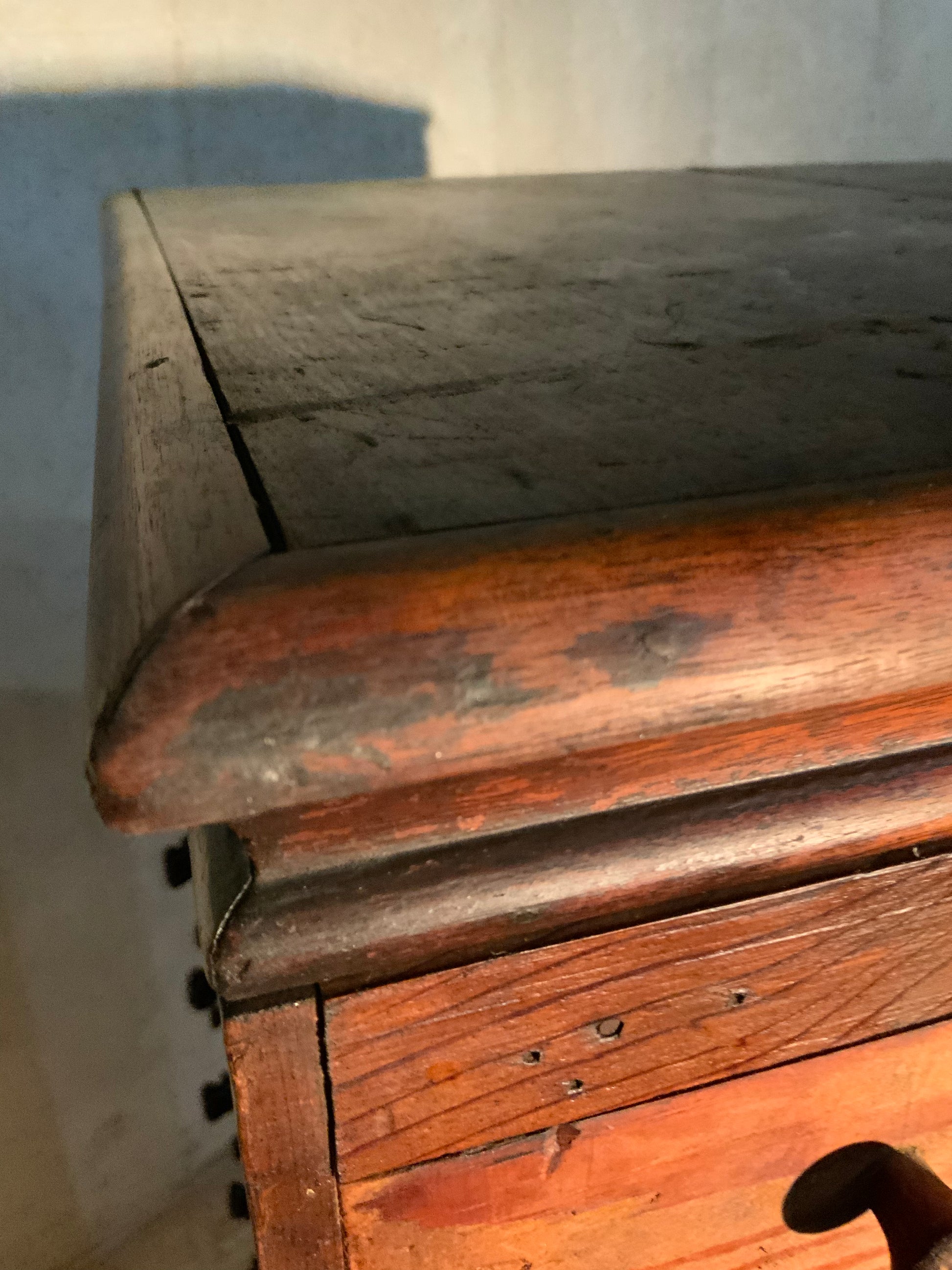 1890 wooden rotating multi drawer hardware bin | Scott Landon Antiques and Interiors.