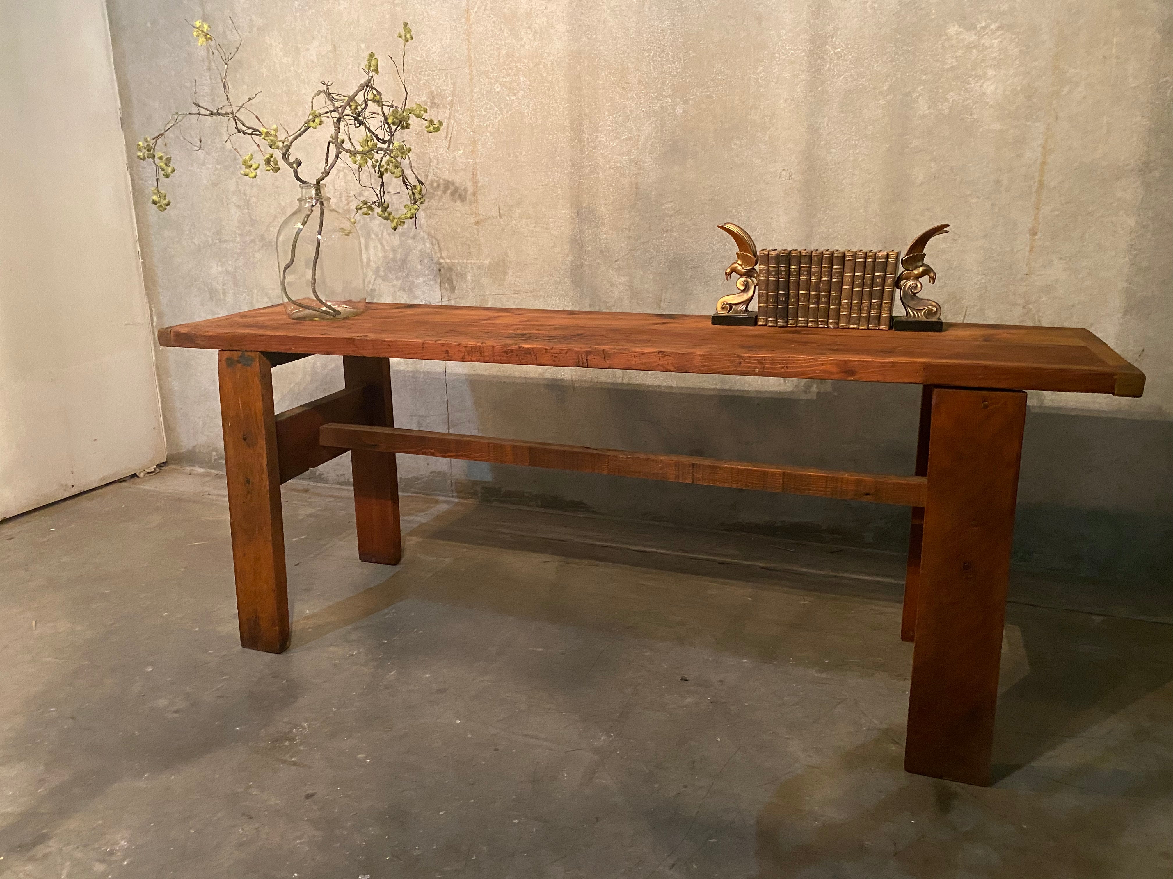 1940 fir Work bench -side table | Scott Landon Antiques and Interiors.