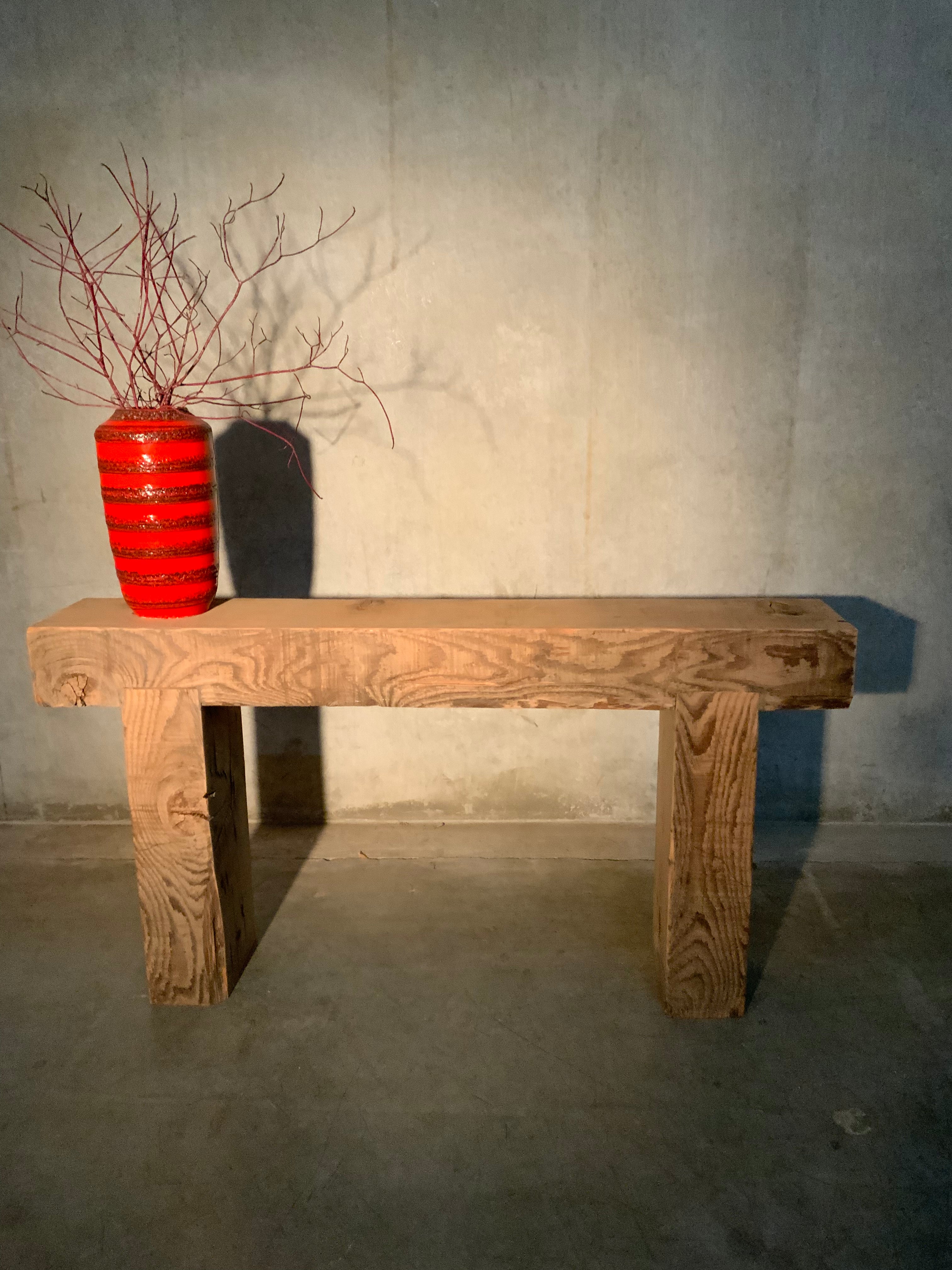 Bespoke solid reclaimed wood console / sofa table | Scott Landon Antiques and Interiors.