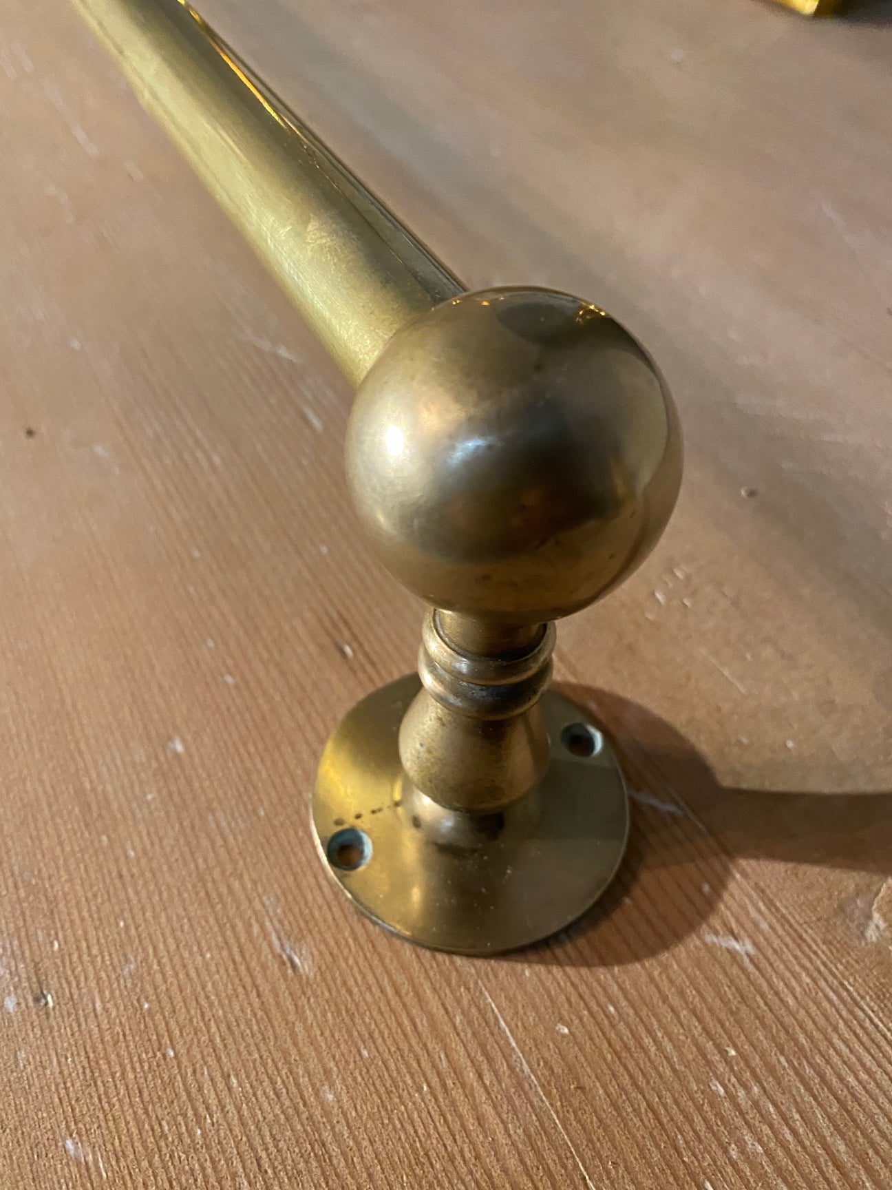 30' solid brass towel bar c 1940 – Scott Landon Antiques and Interiors