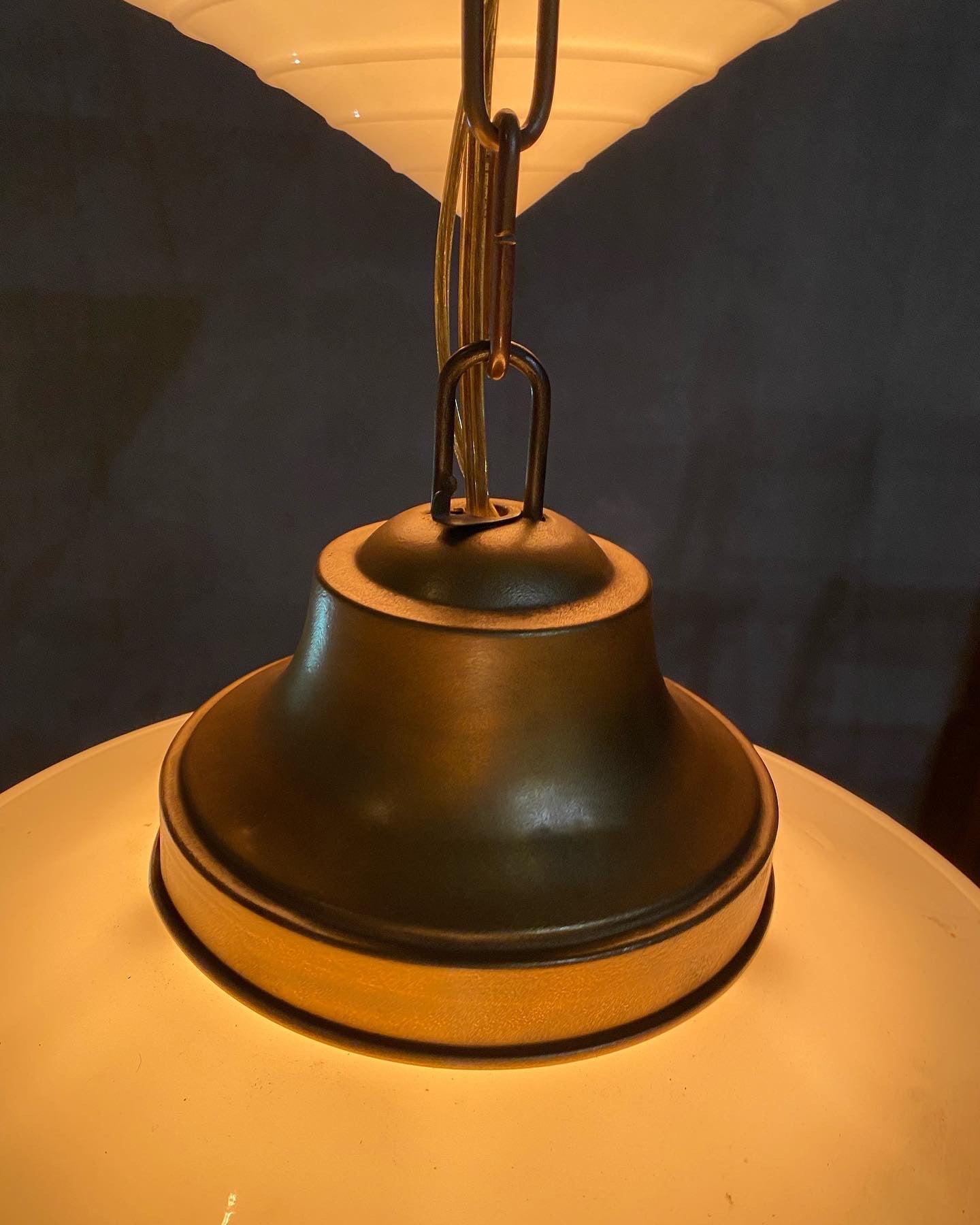 1930 Art Deco milk glass pendant lights | Scott Landon Antiques and Interiors.
