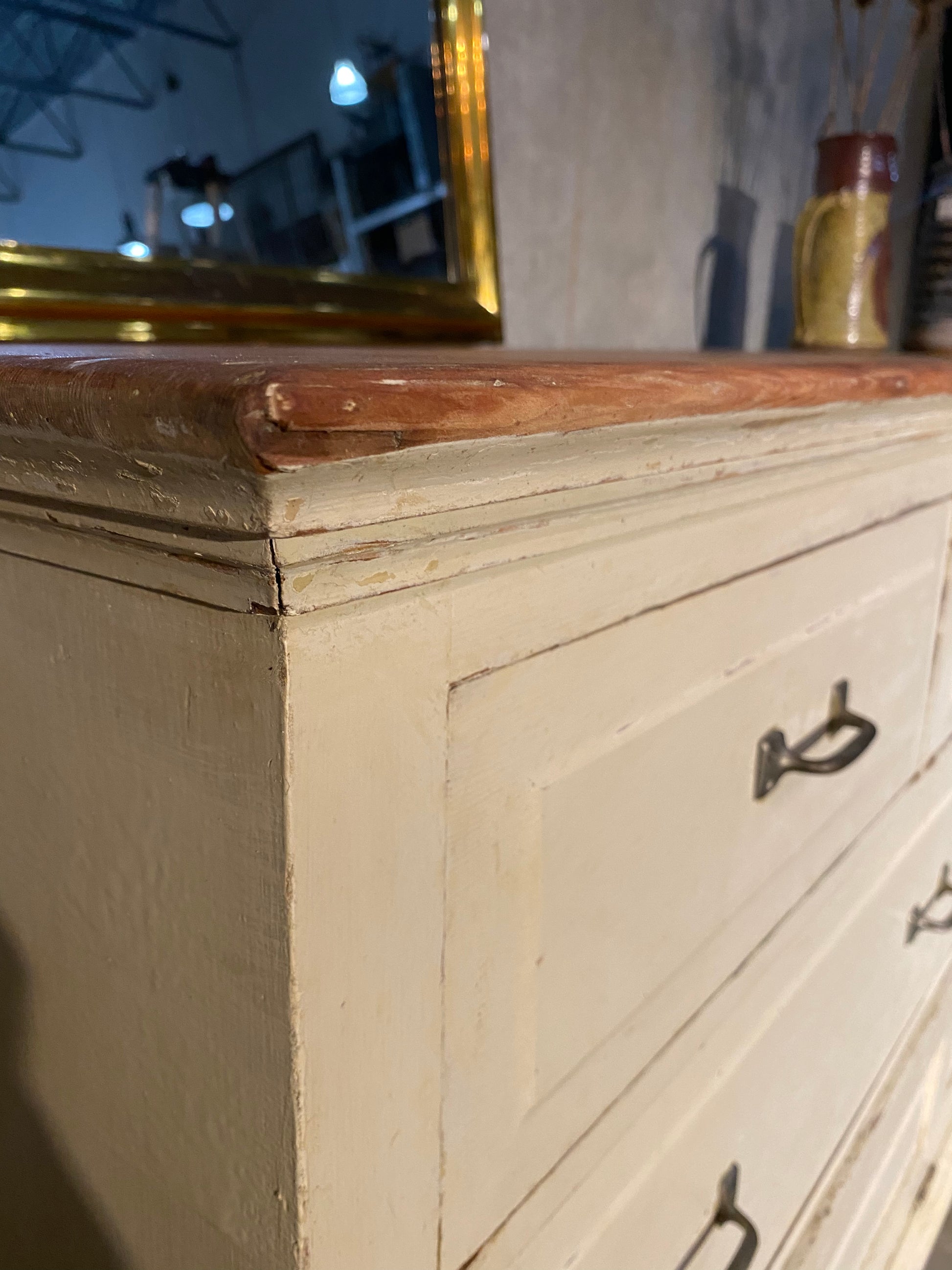 1920 solid multi drawer sideboard in old paint | Scott Landon Antiques and Interiors.