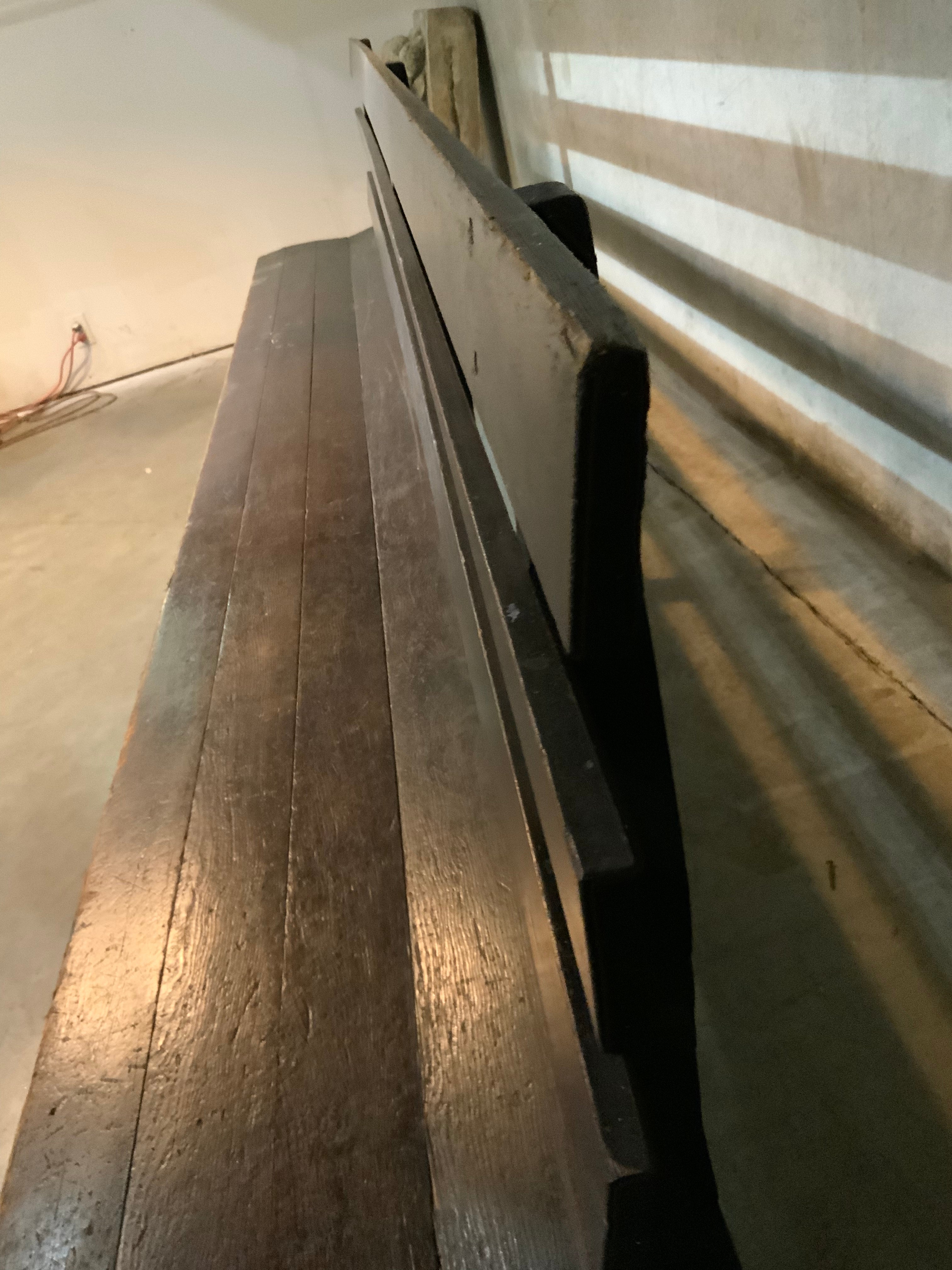 1910 solid fir SCHOOLHOUSE HALL BENCHES in original finish | Scott Landon Antiques and Interiors.