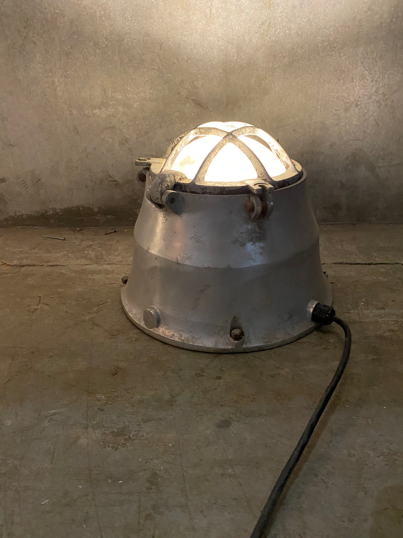 1950 nautical industrial floor lights from a Ship | Scott Landon Antiques and Interiors.