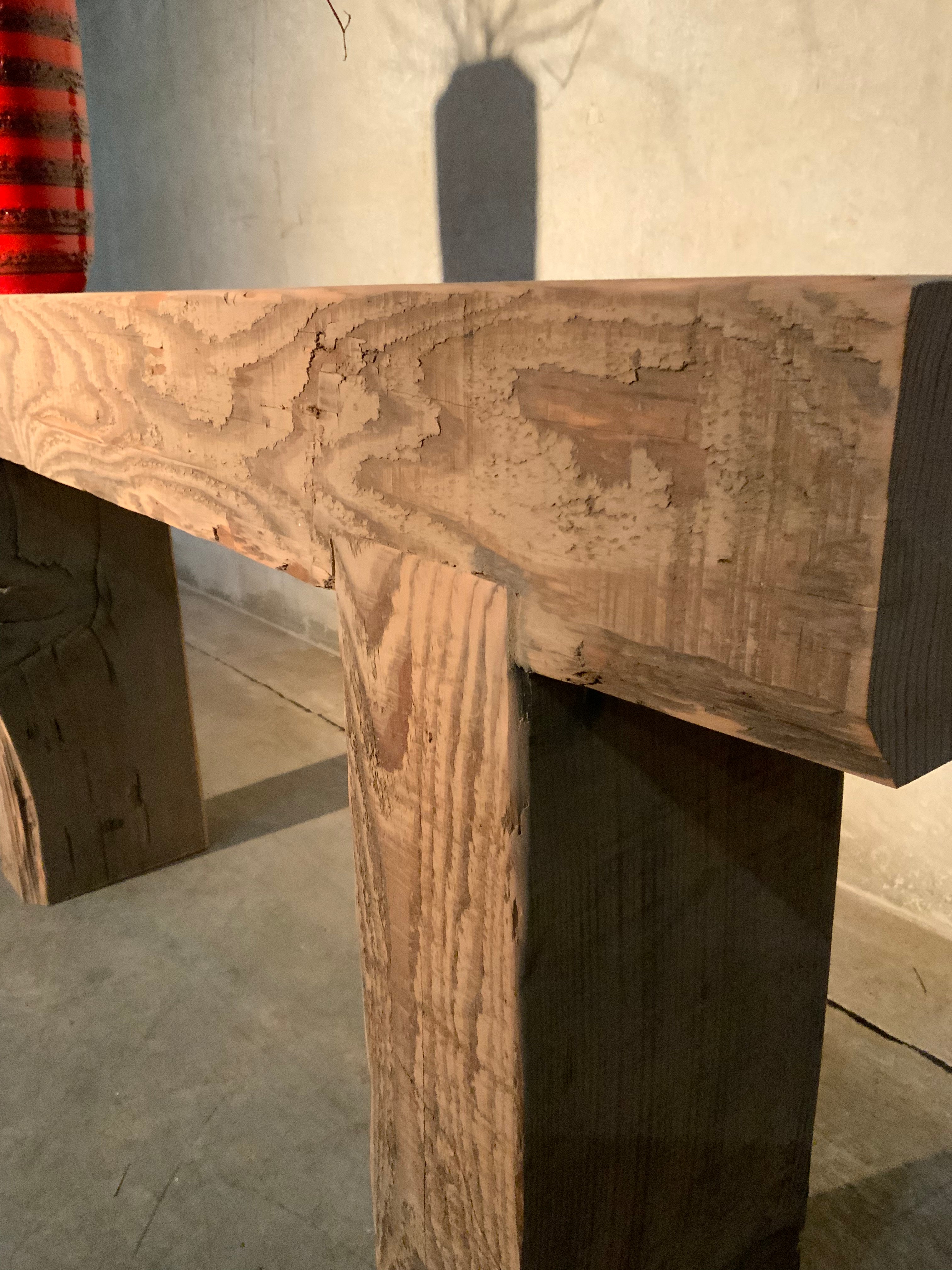 Bespoke solid reclaimed wood console / sofa table | Scott Landon Antiques and Interiors.