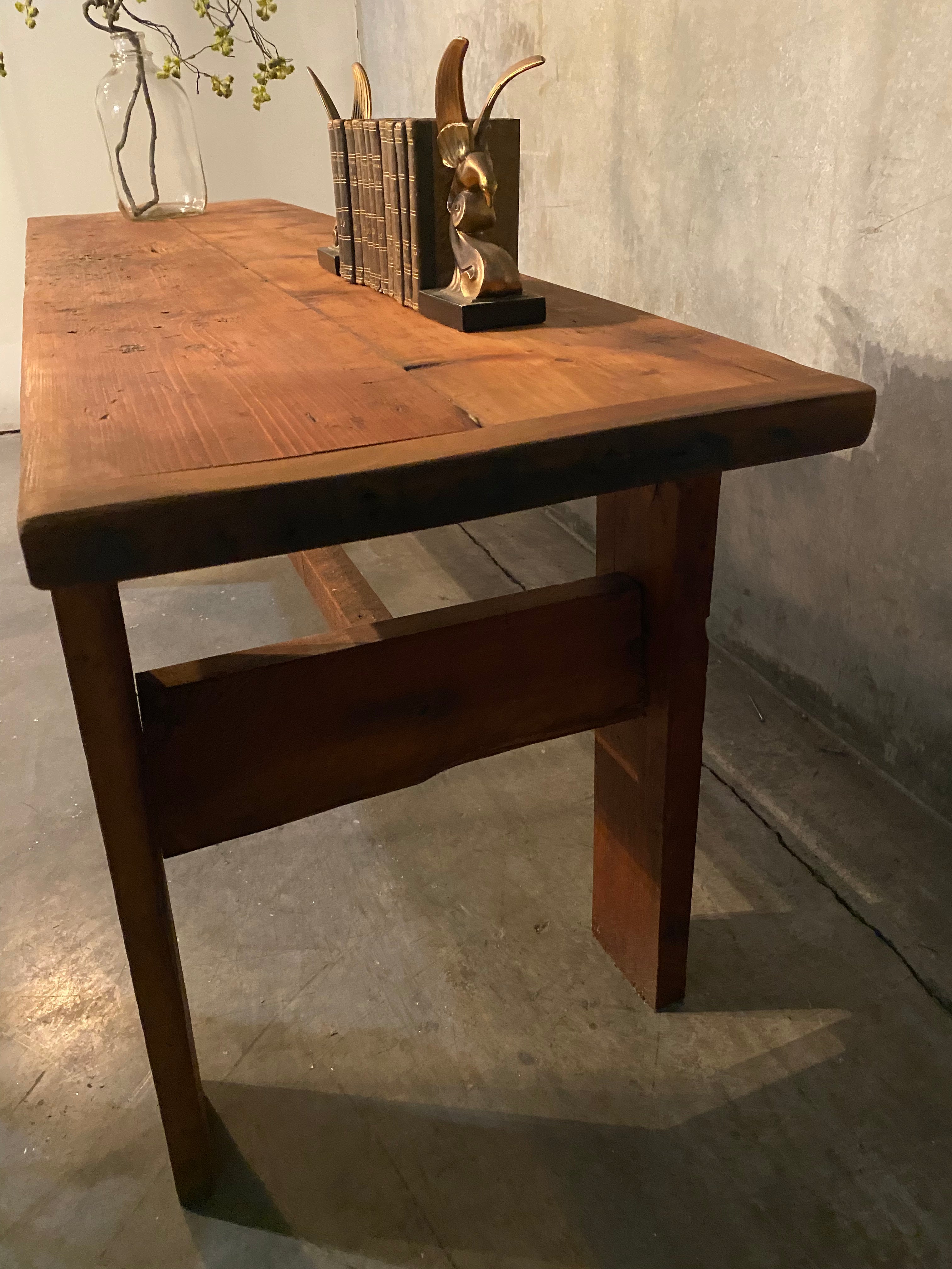 1940 fir Work bench -side table | Scott Landon Antiques and Interiors.