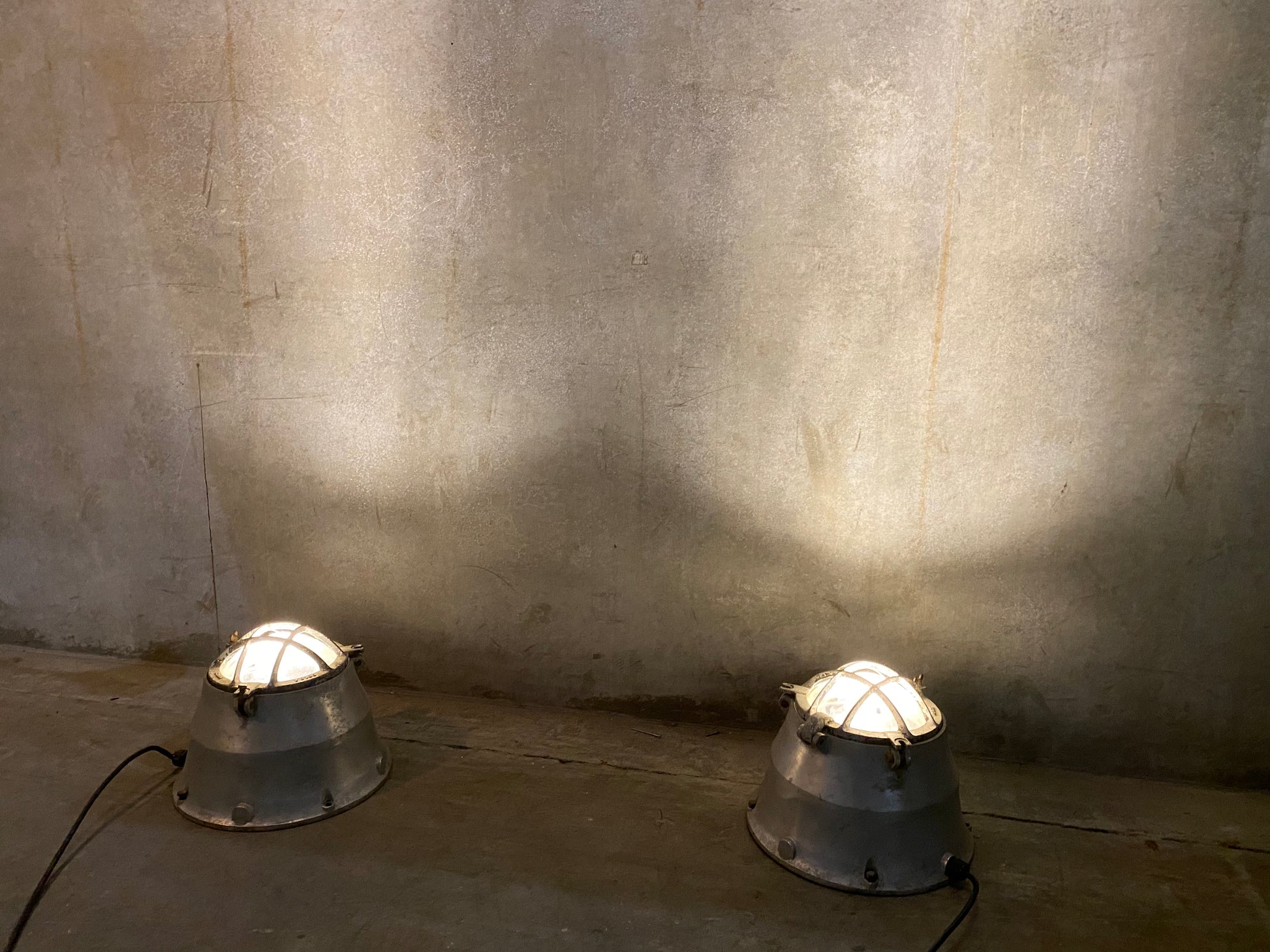 1950 Rare nautical ship lights- directional floor lights | Scott Landon Antiques and Interiors.