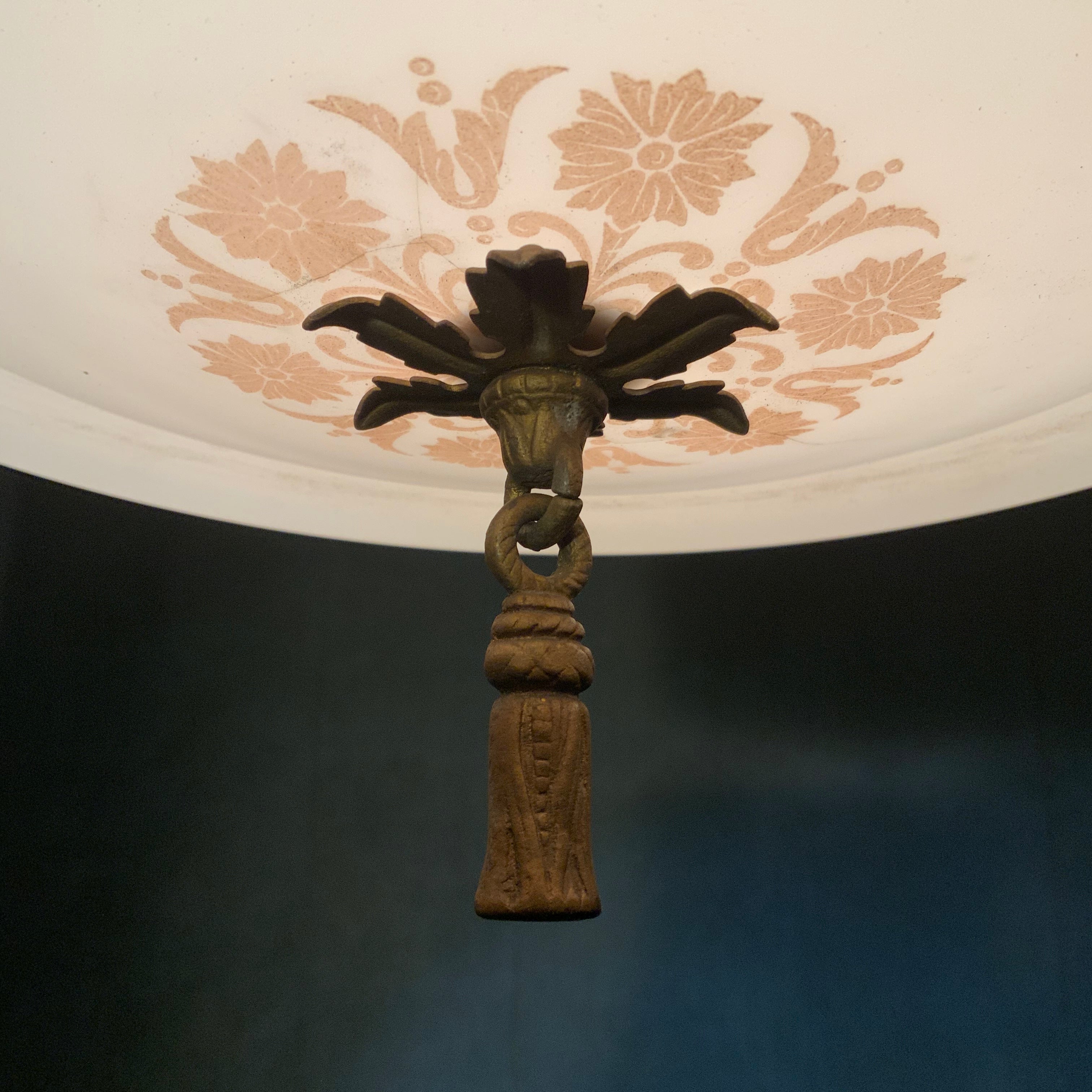 1920’s Neoclassical Stencil Glass Pendant Fixtures – Three available | Scott Landon Antiques and Interiors.