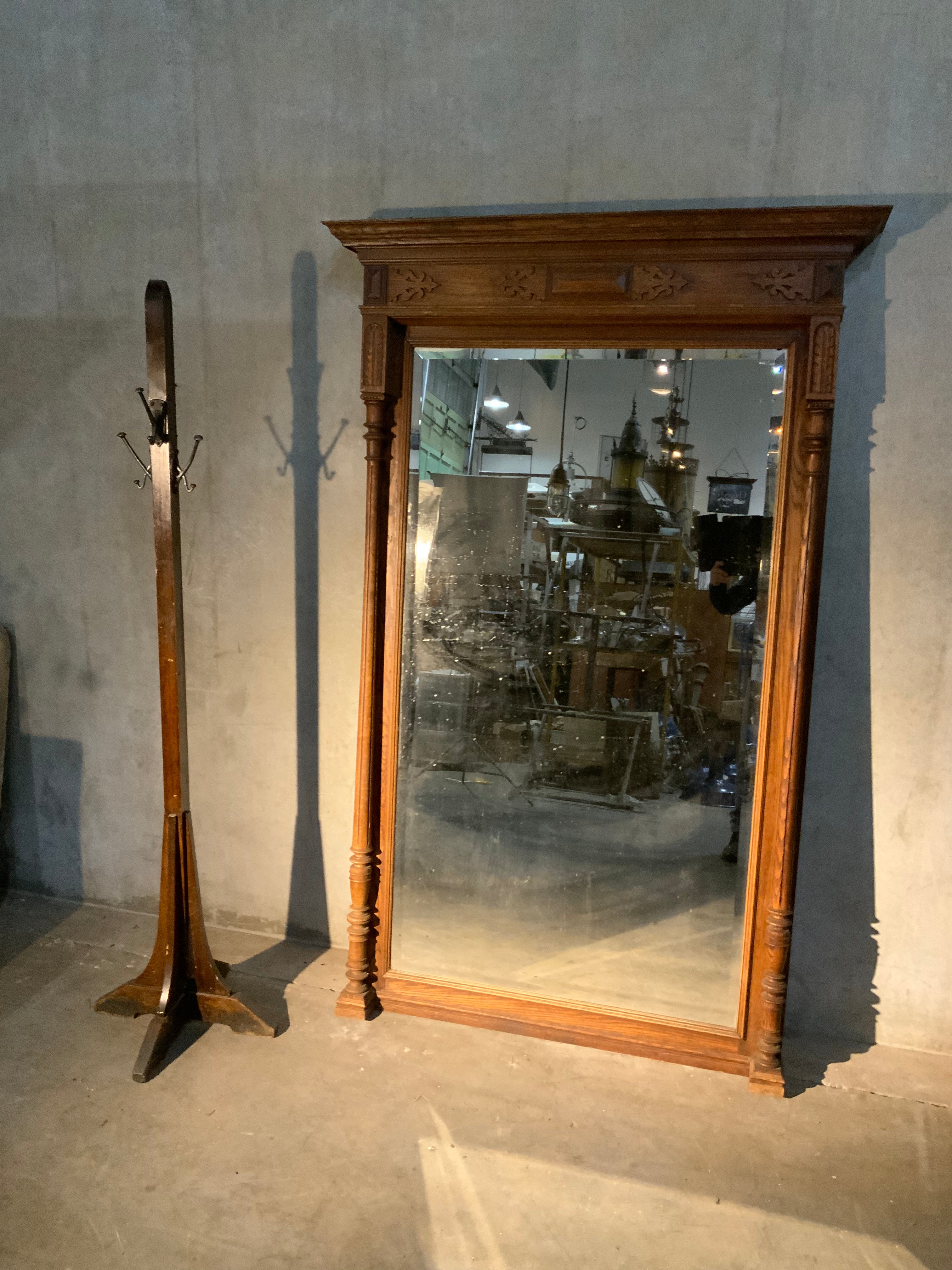 1920 craftsman oak  floor stand coat rack | Scott Landon Antiques and Interiors.