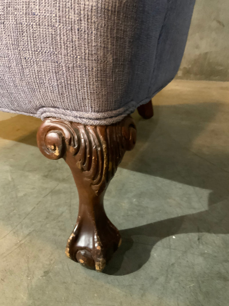 1920 English ribbed  barrel back wing back chair | Scott Landon Antiques and Interiors.