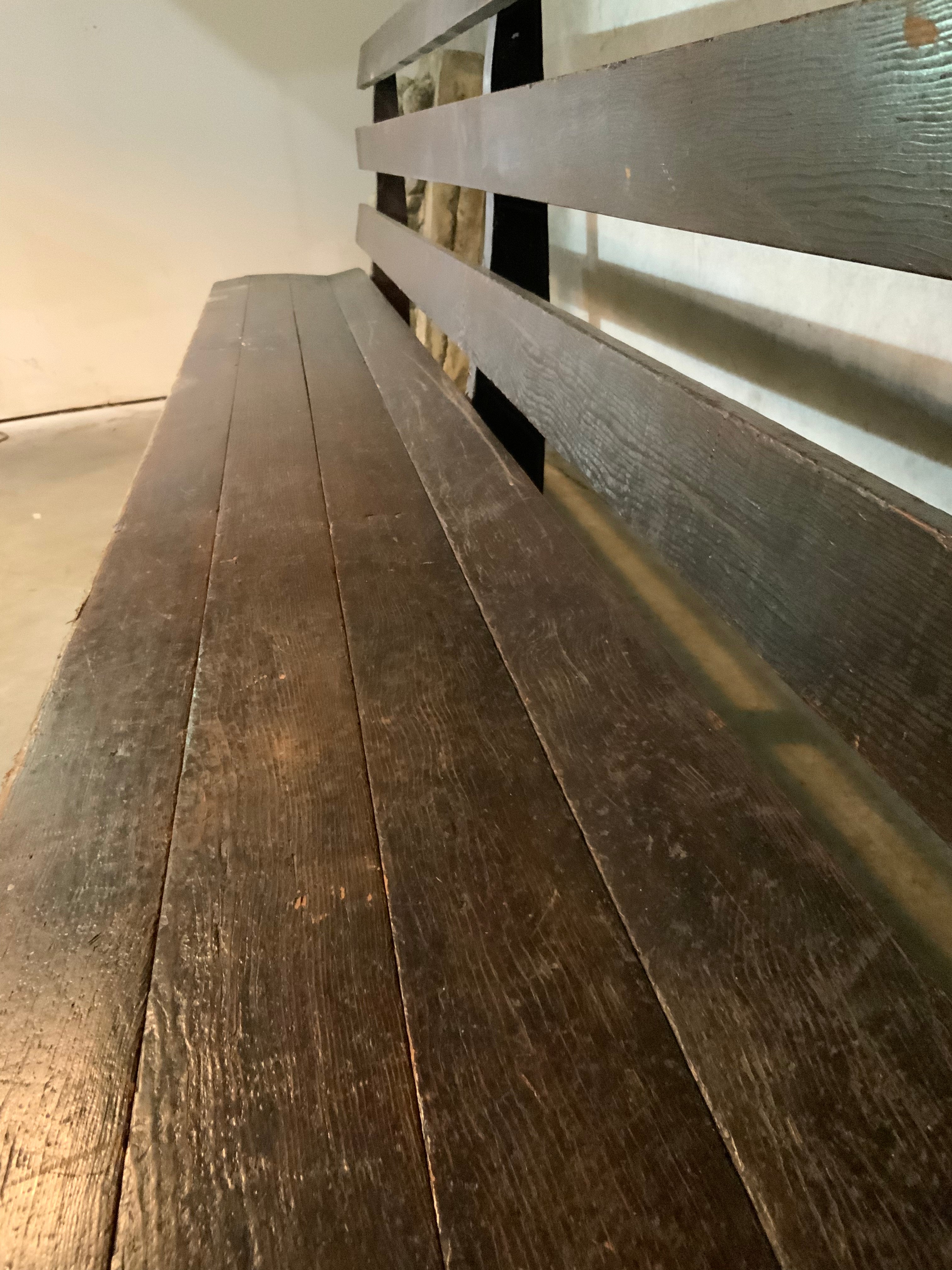 1910 solid fir SCHOOLHOUSE HALL BENCHES in original finish | Scott Landon Antiques and Interiors.