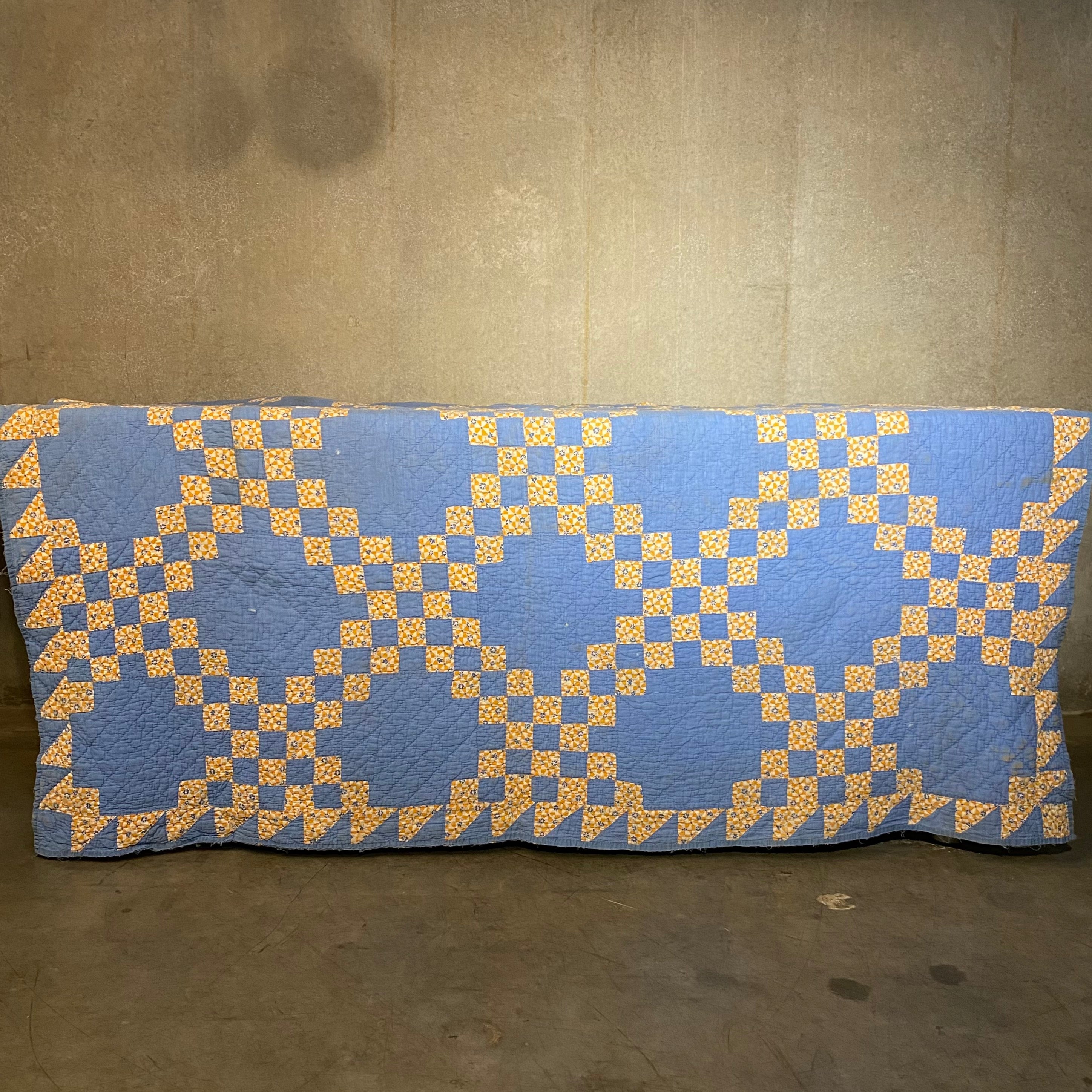 1940 Blue & Yellow Patchwork Quilt