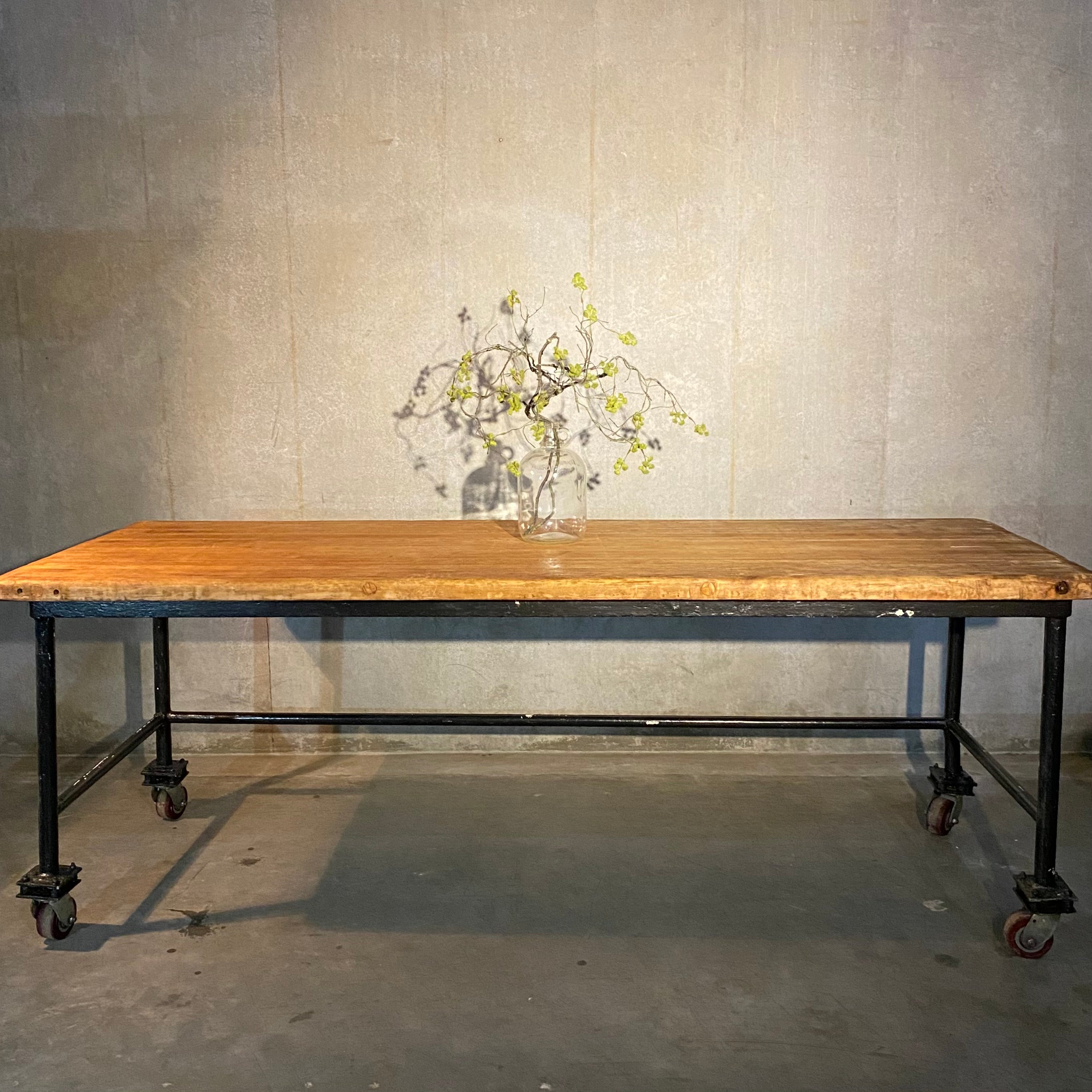 1930 Bakers MAPLE TOP Industrial Prep Table Kitchen Island
