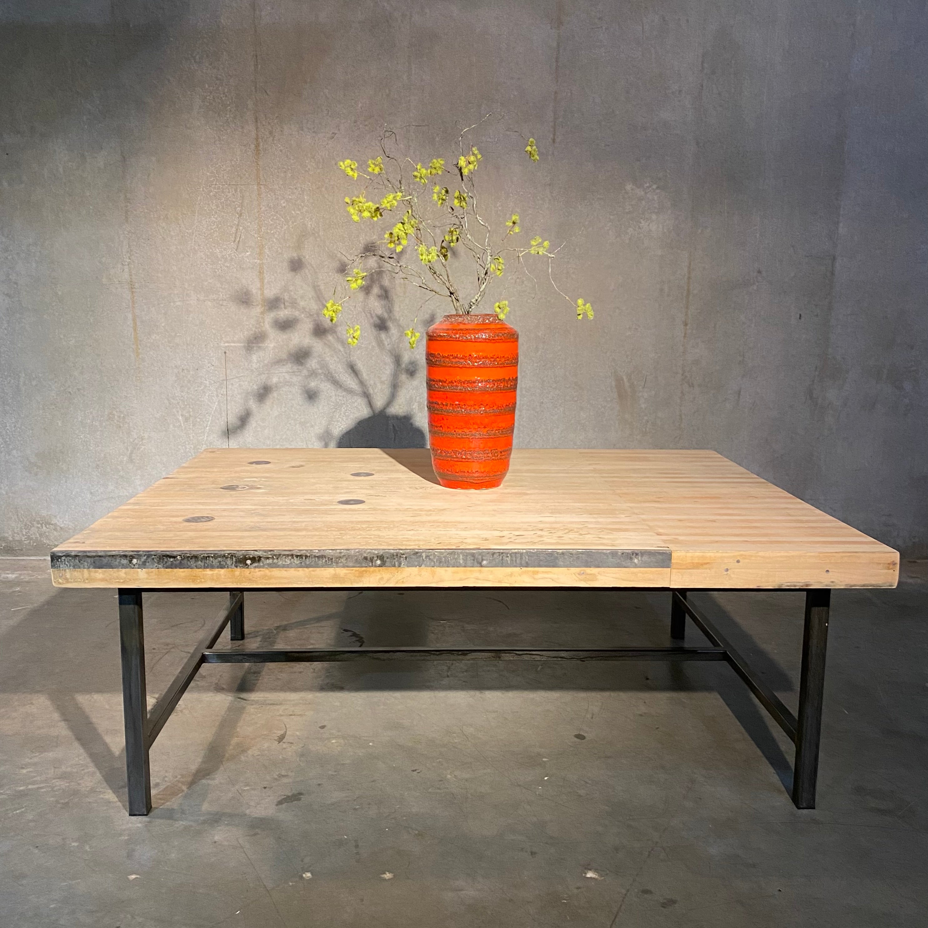 Reclaimed Wood Coffee Table with Steel Base