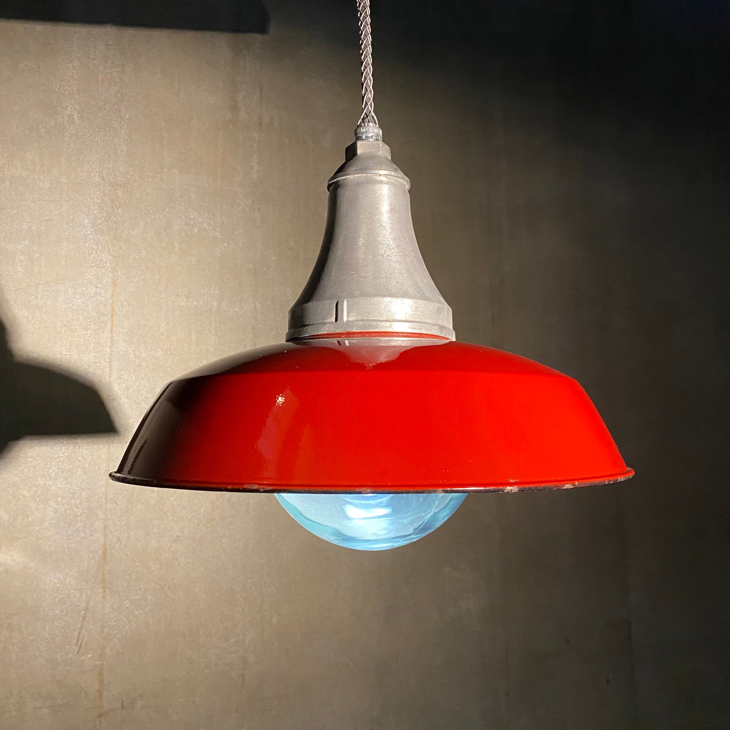 1920 Benjamin Red Enamel Industrial Pendant Light