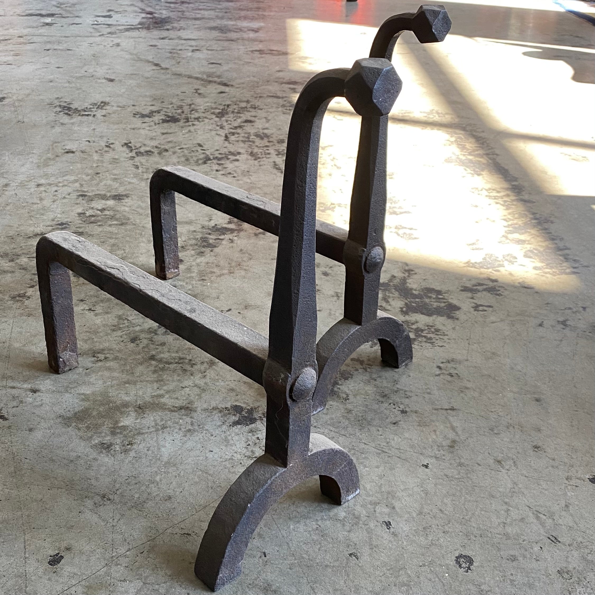 Pair of 1920 Cast Iron Andirons