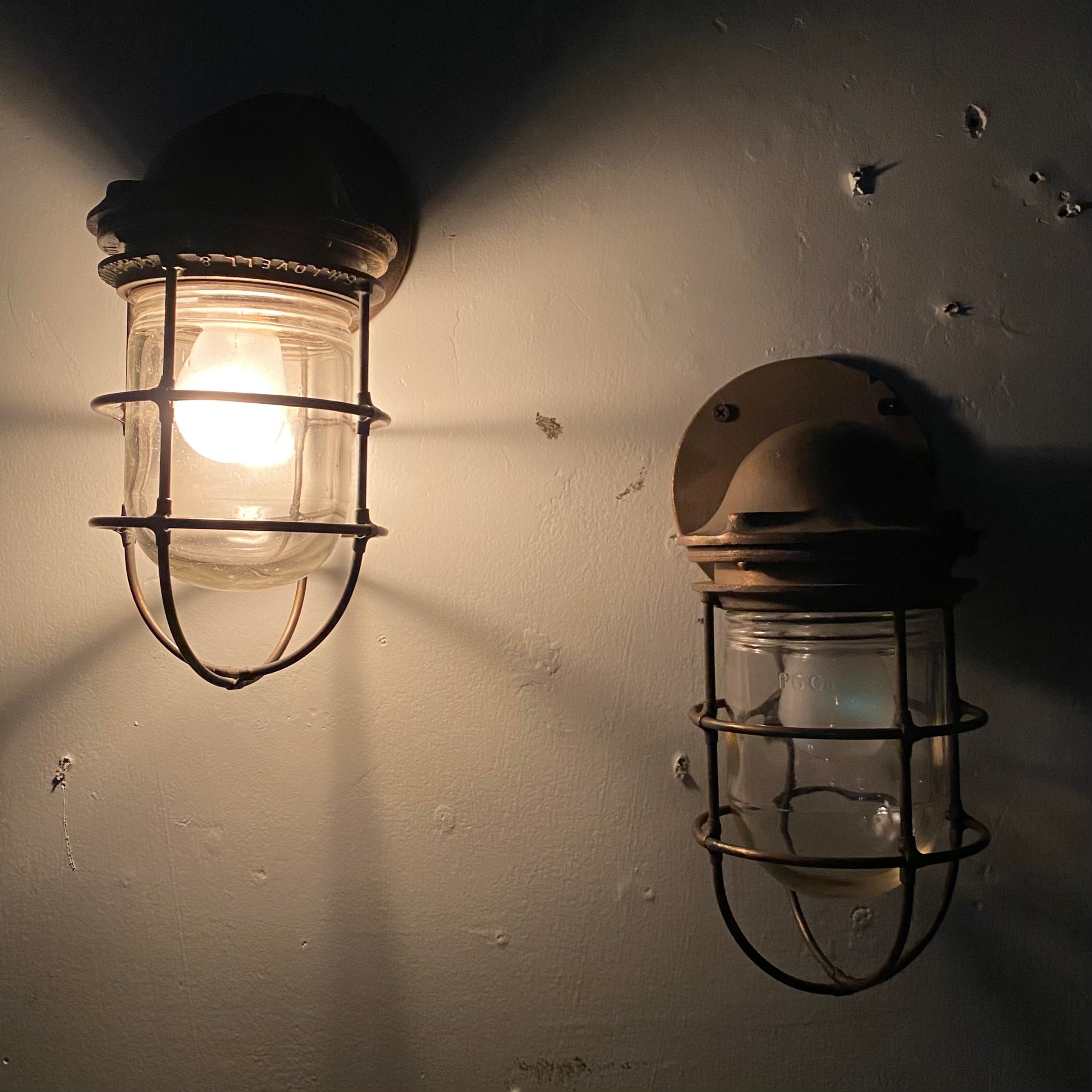C 1900 F.H Lovell & Co. Brass Nautical Ship SCONCES / Port Light