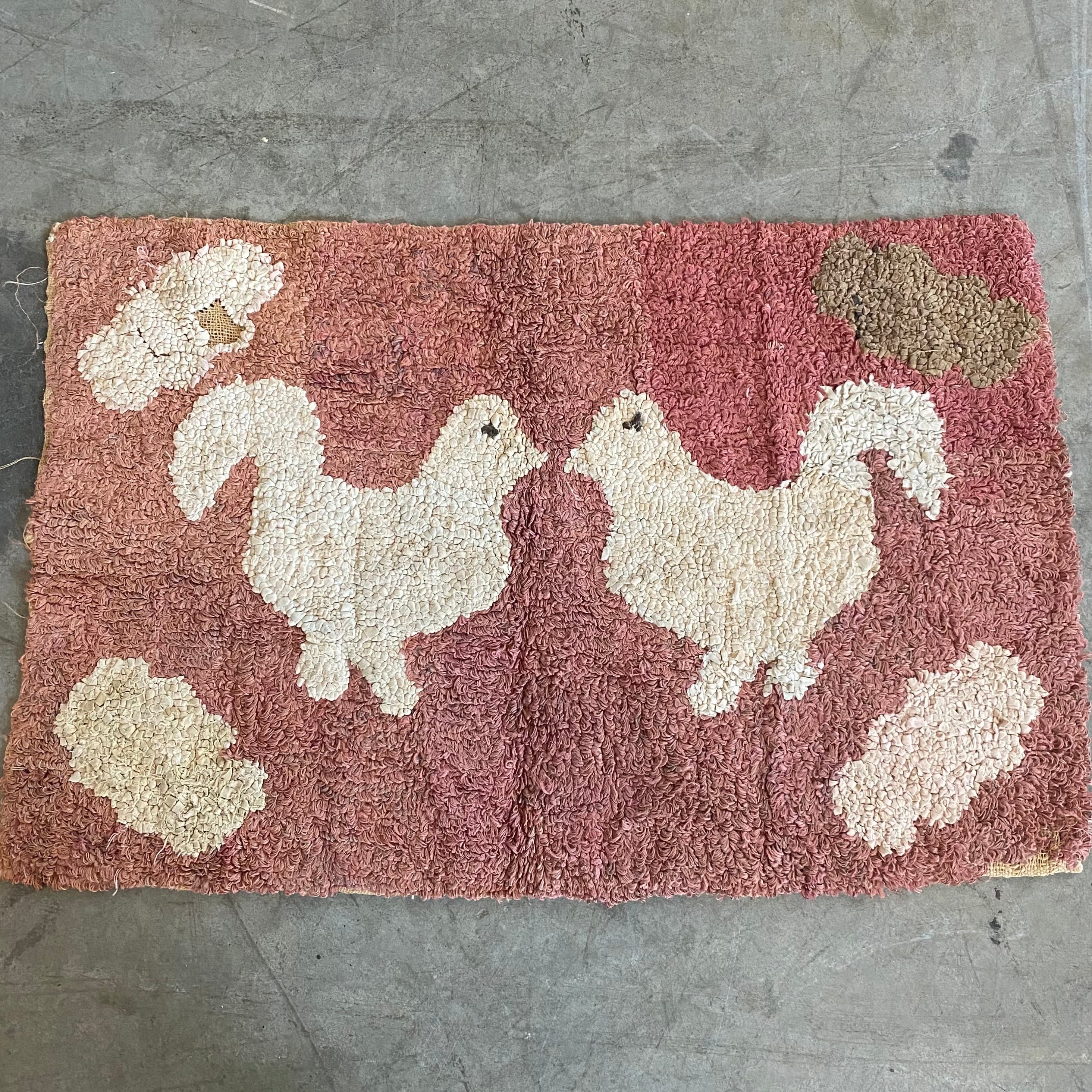 1920 Folk Art Rooster Rug