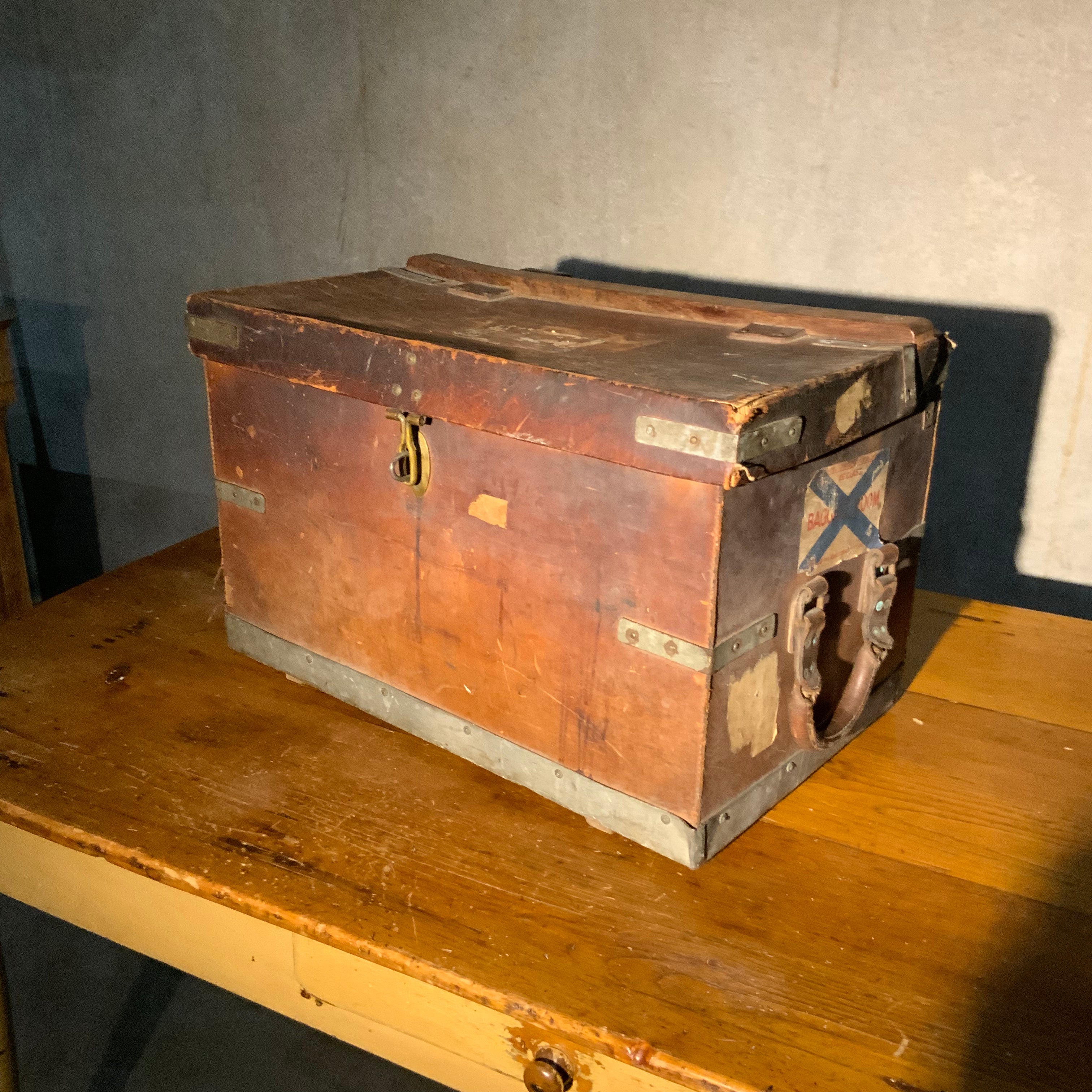 Antique Leather Stage Coach Trunk