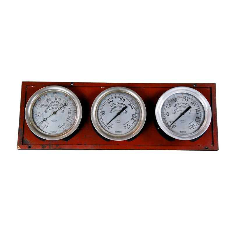 1920 Steel Panel  Refrigeration Gauges | Scott Landon Antiques and Interiors.