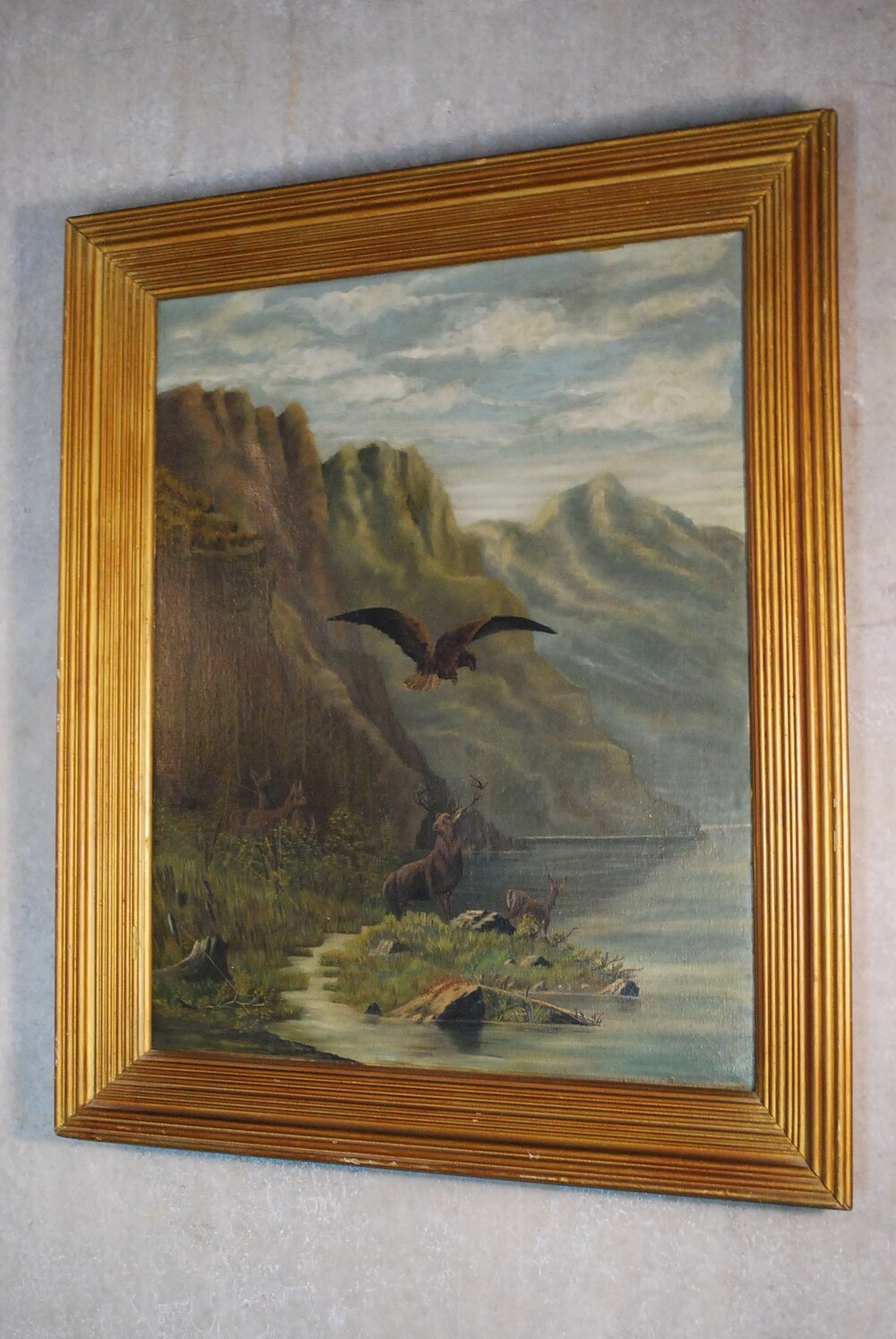 C1890-1900 Folky Cabin Style oil painting on canvas | Scott Landon Antiques and Interiors.