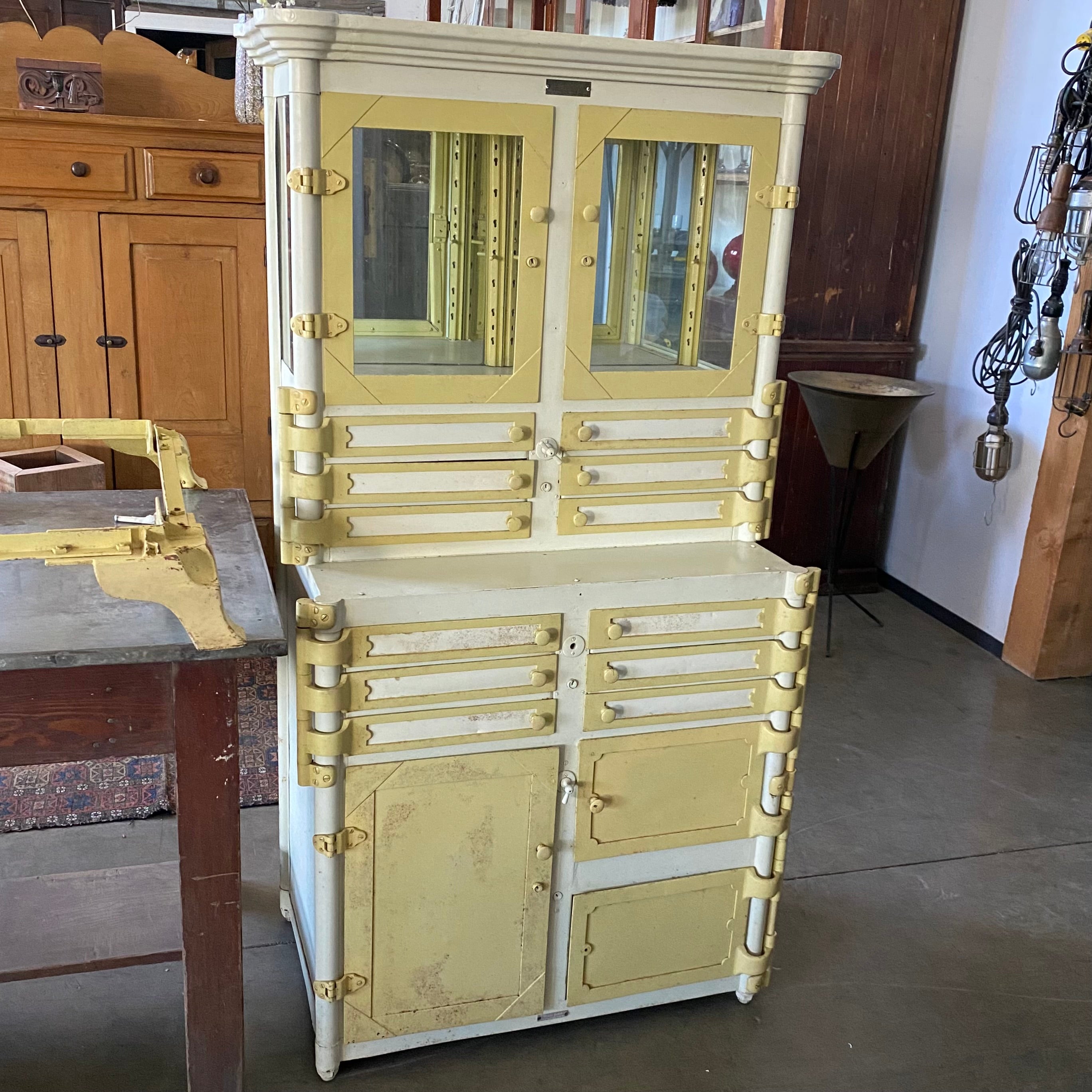 1920 Aseptic Cast Metal Dental Cabinet by Lee S. Smith & Son