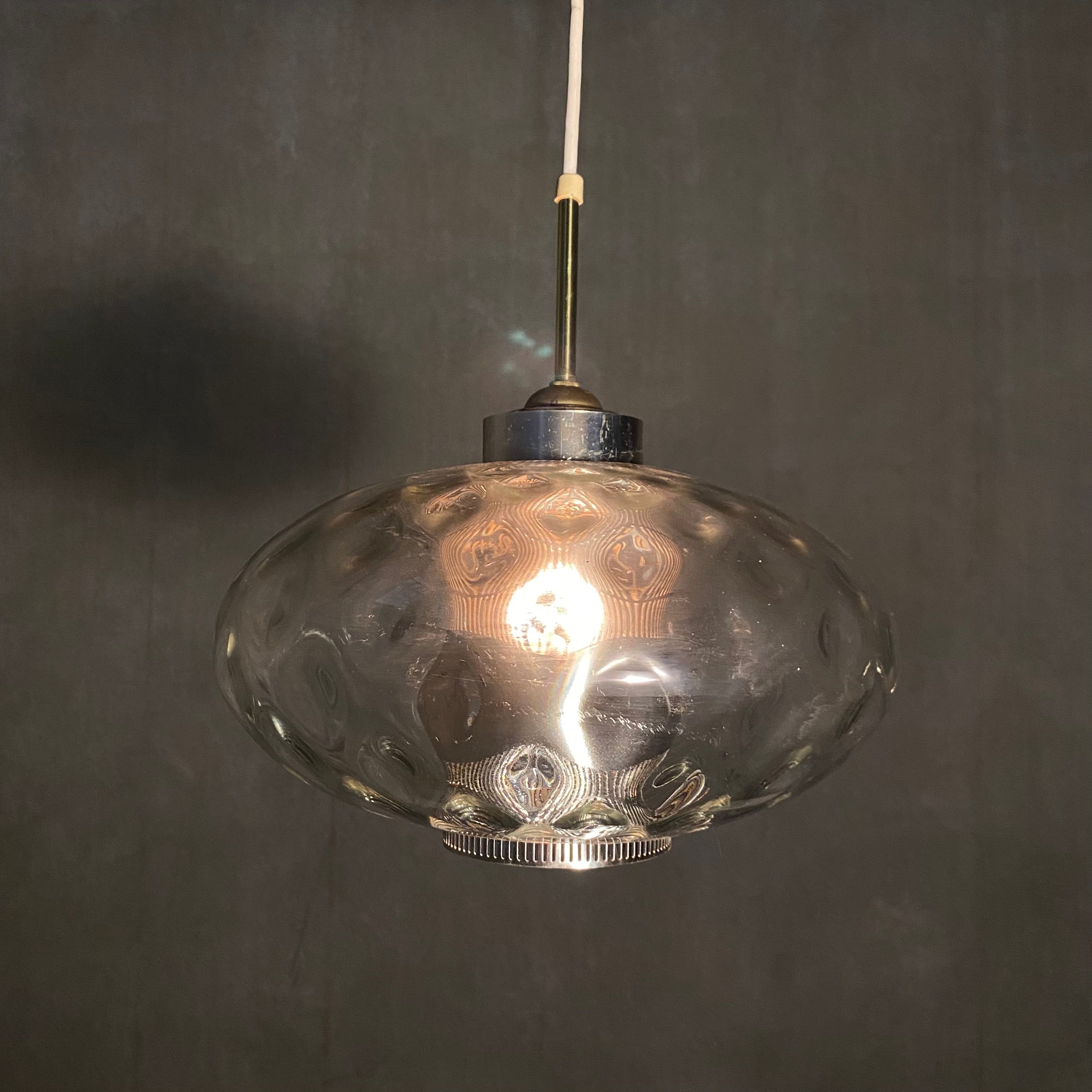 1970 Dimpled Glass Pendant Light