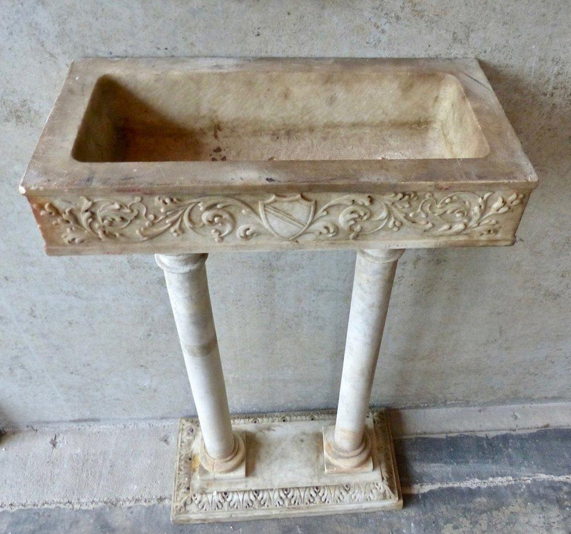 1840-70 Hand Carved Italian Marble Font | Scott Landon Antiques and Interiors.