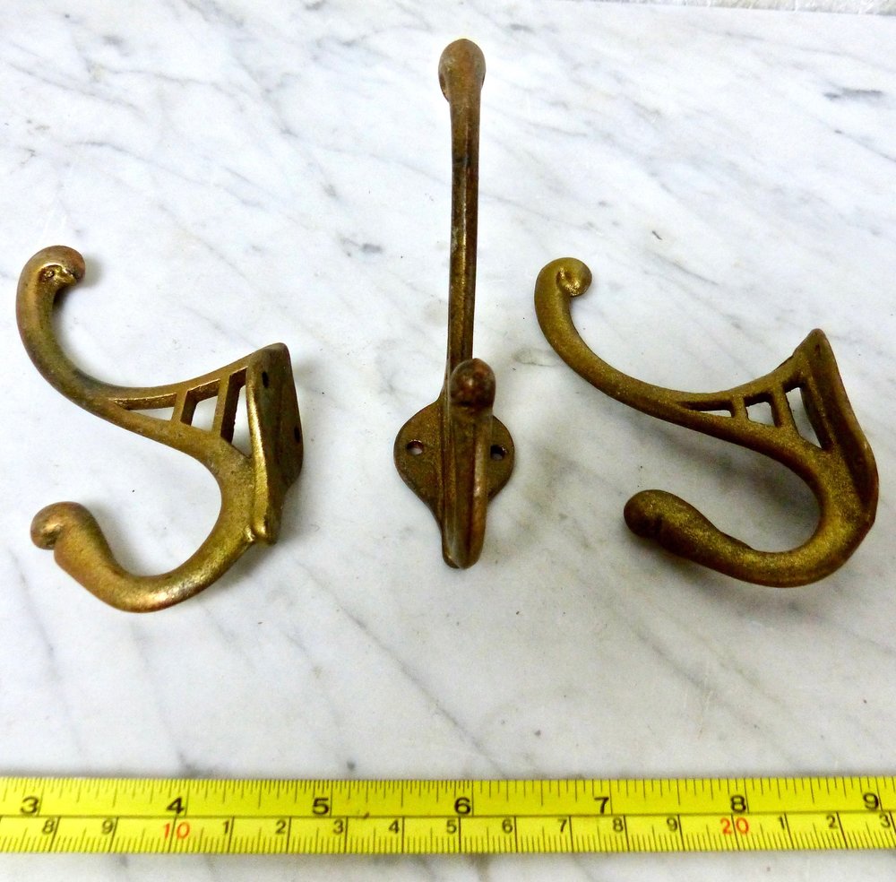 1920 Detailed BRASS COAT HOOKS | Scott Landon Antiques and Interiors.