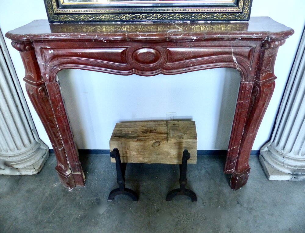 1880-1890 French ‘Rouge de Rance' Pompadour Louis XV Fireplace Surround Mantel | Scott Landon Antiques and Interiors.