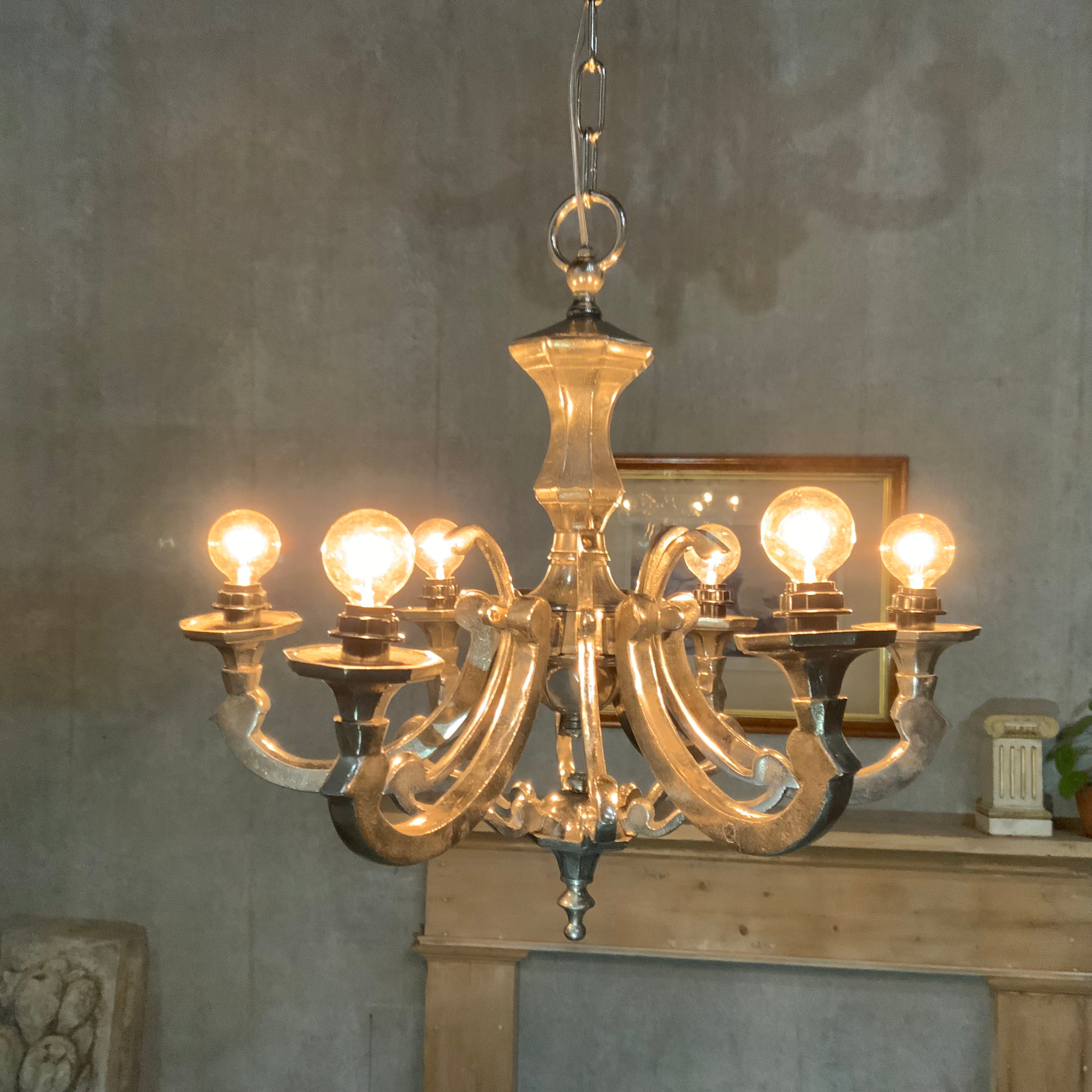 Vintage brushed metal chandelier