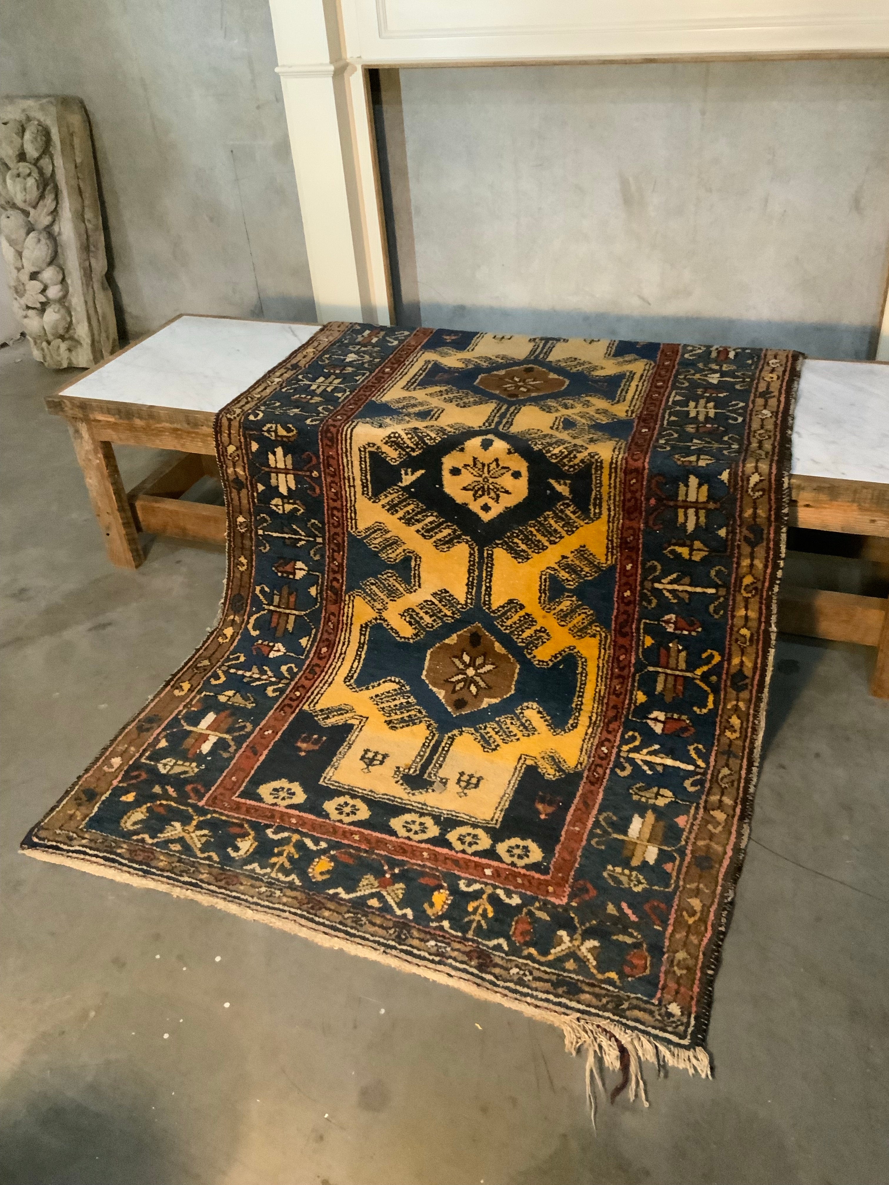1950 TURKISH WOOL TRIBAL RUG | Scott Landon Antiques and Interiors.