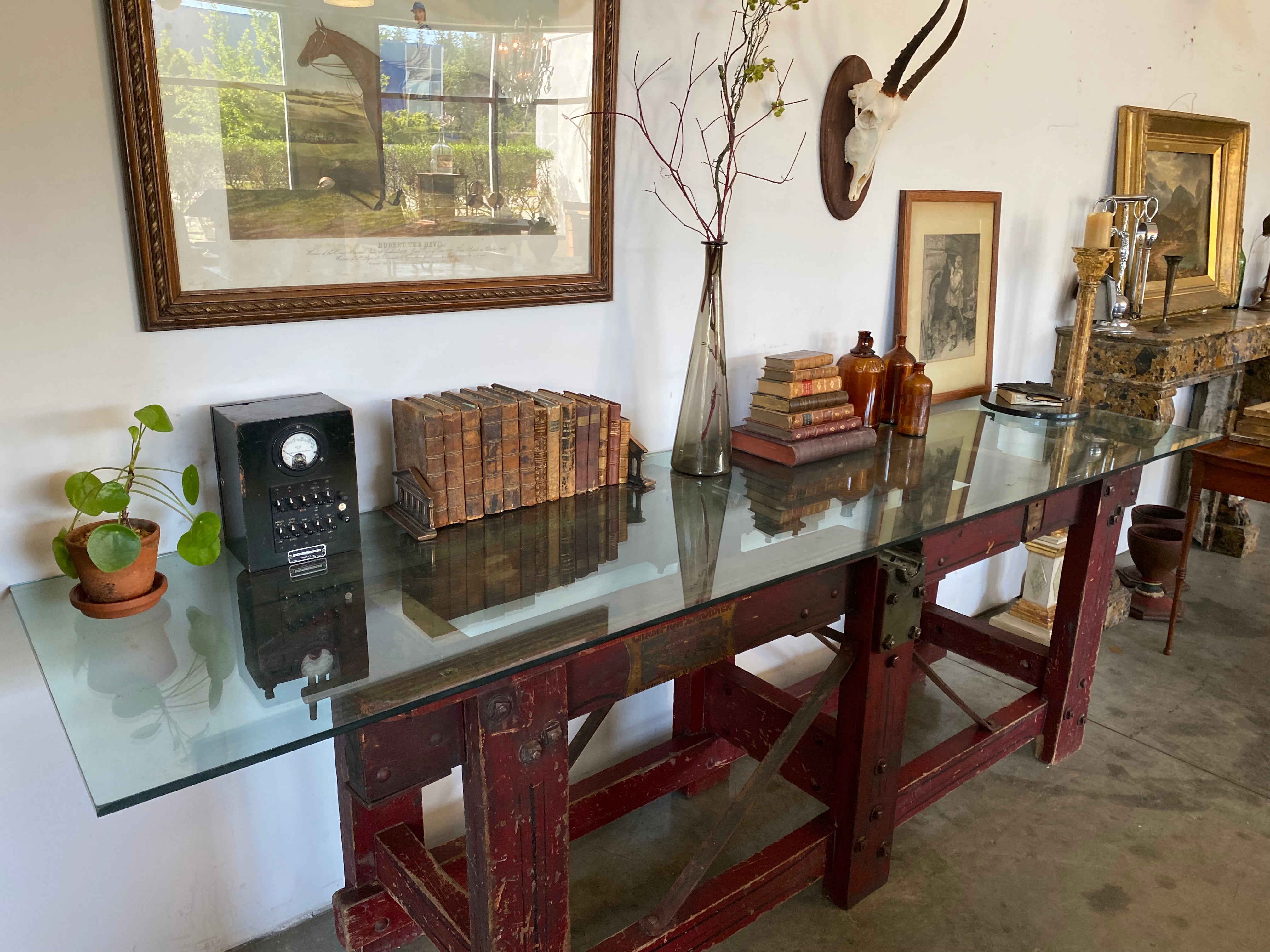 1900 Machine Base Table in Old Finish