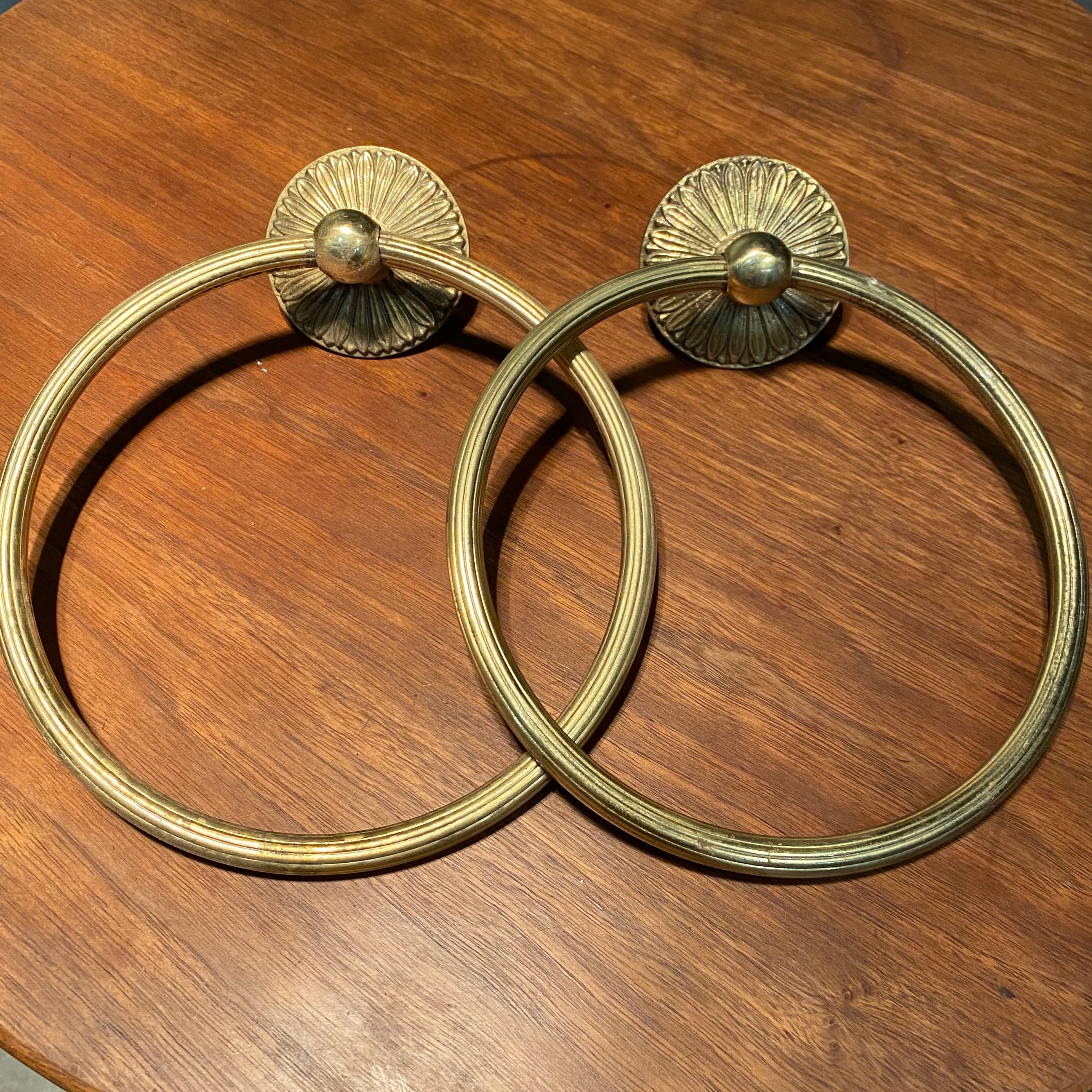 1950 Pair of Brass Towel Holders