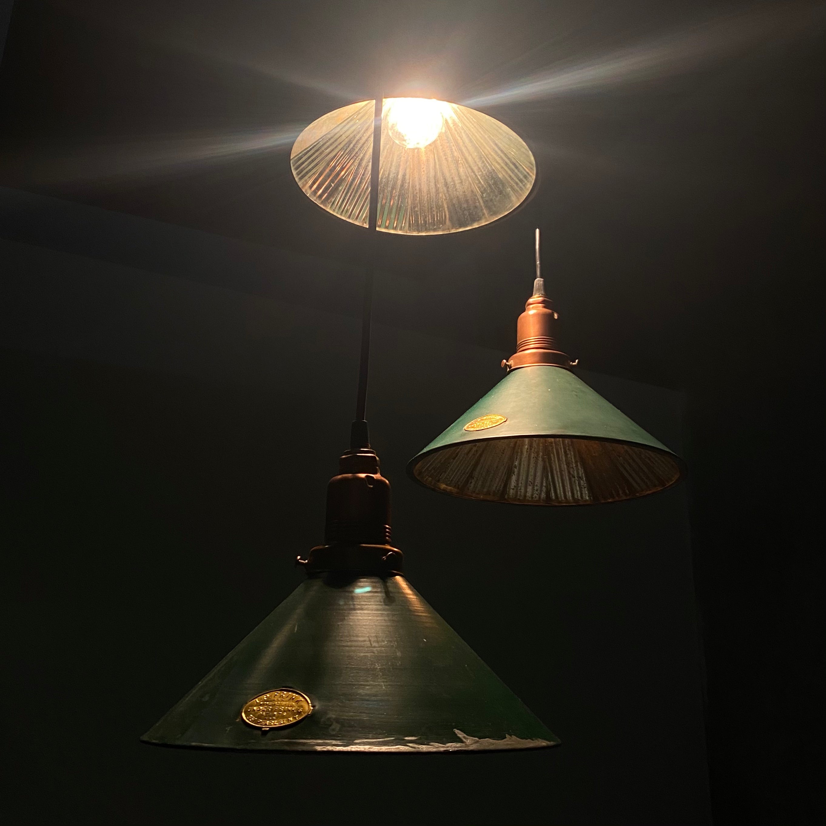 1910  industrial reflector pendant lights  by. IP Frink