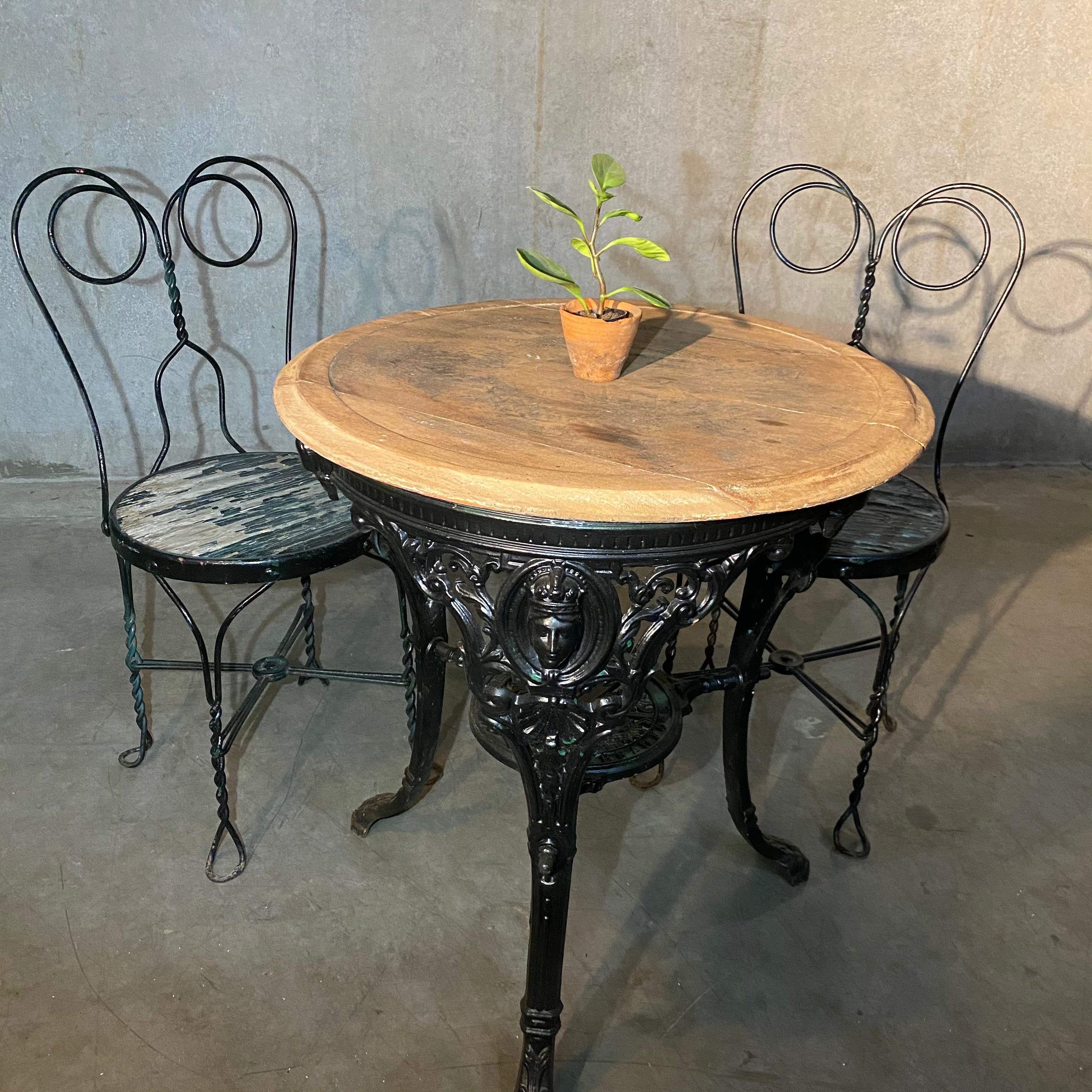 Victorian Cast Iron Pub Table with chairs