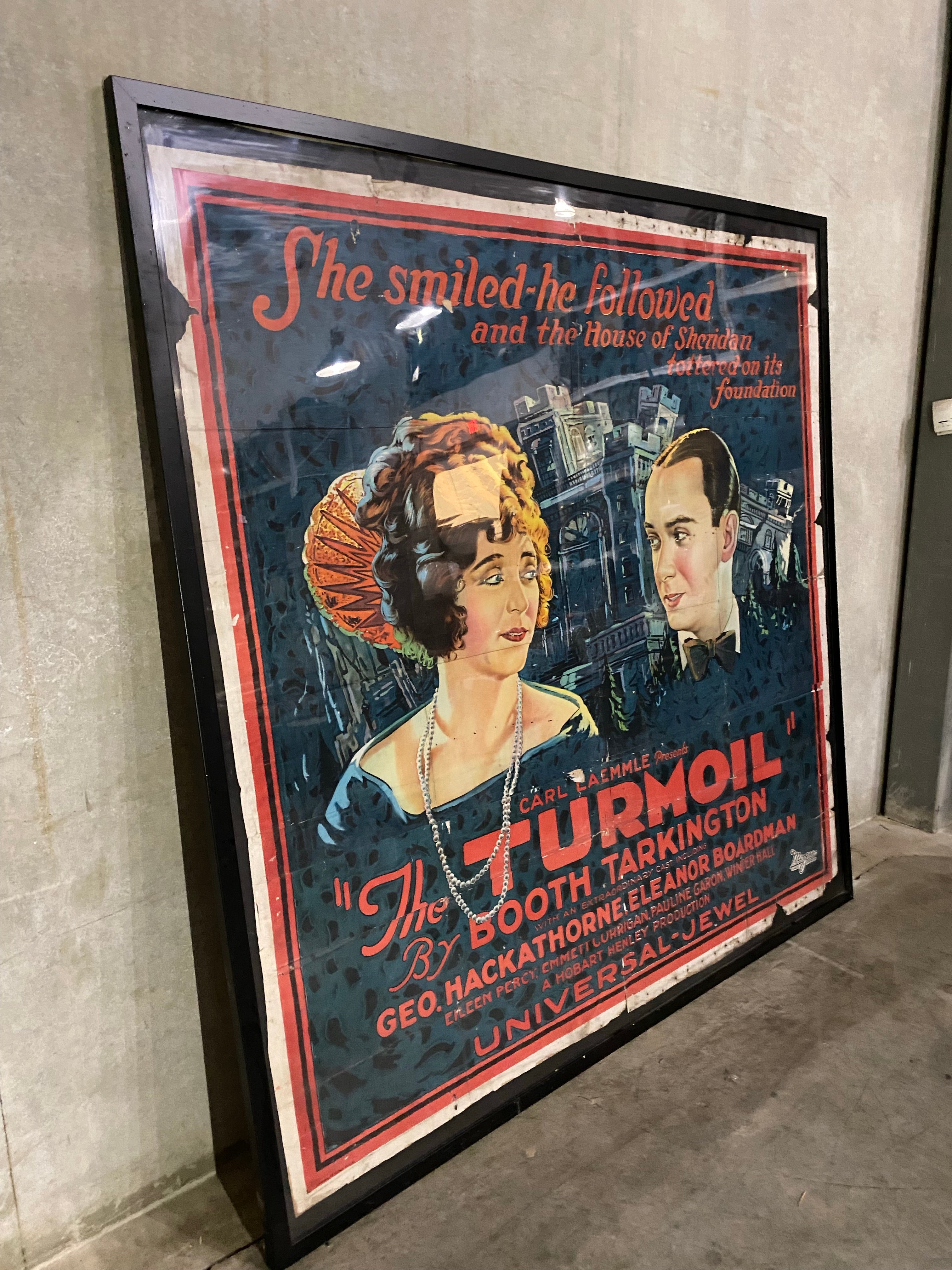 1921 Rare 6 Sheet Broadside "The Turmoil" Silent Movie Poster framed